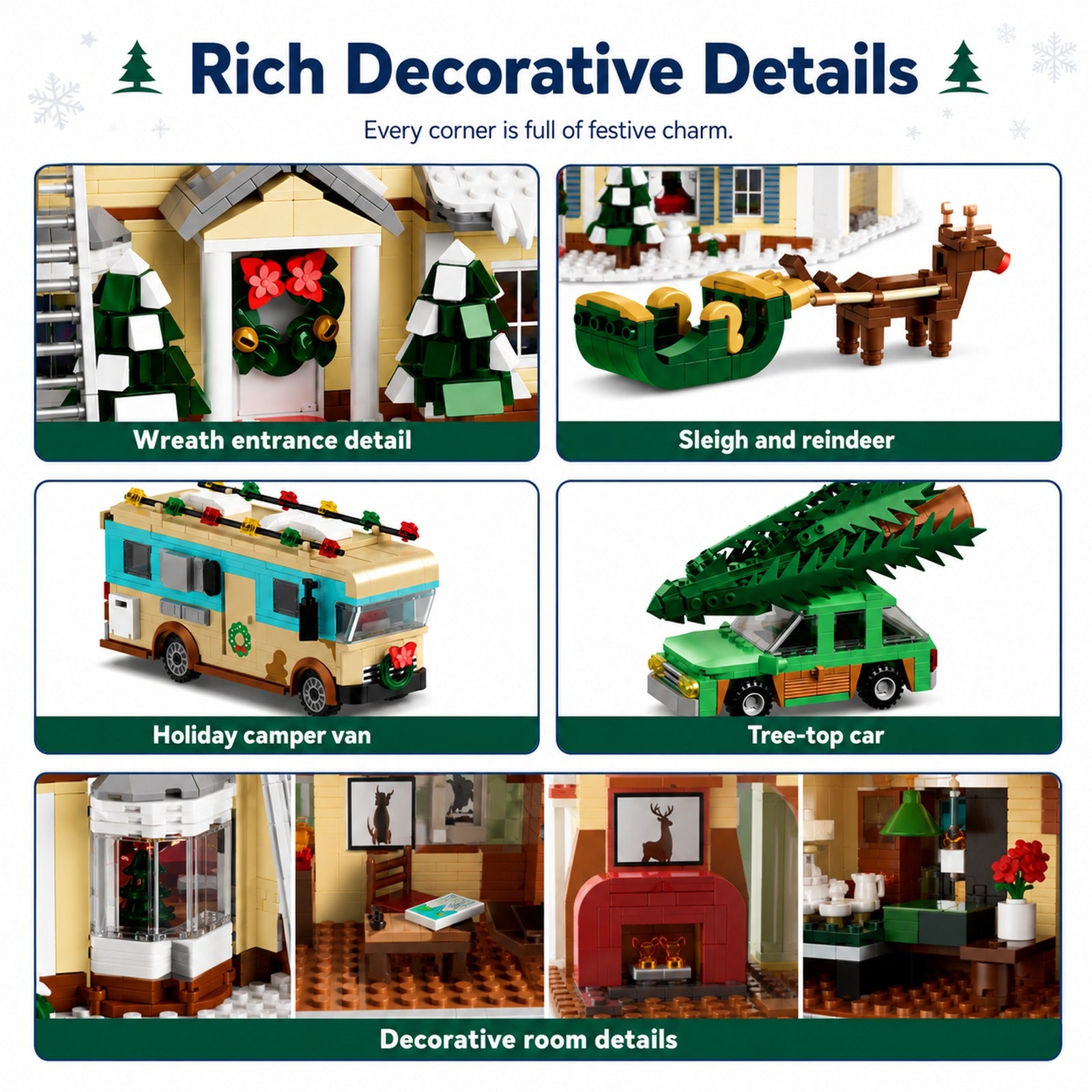 Light-Up Christmas Holiday House decorative building details