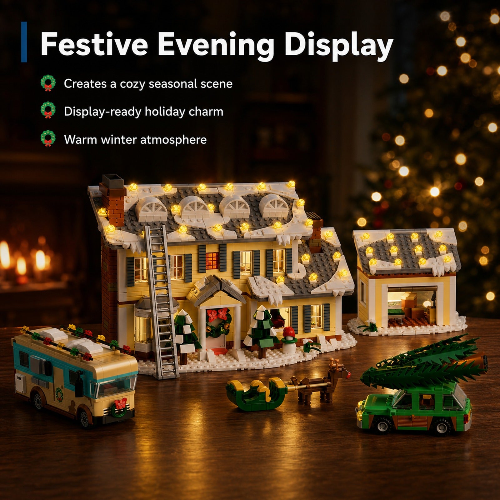 Light-Up Christmas Holiday House evening light-up display
