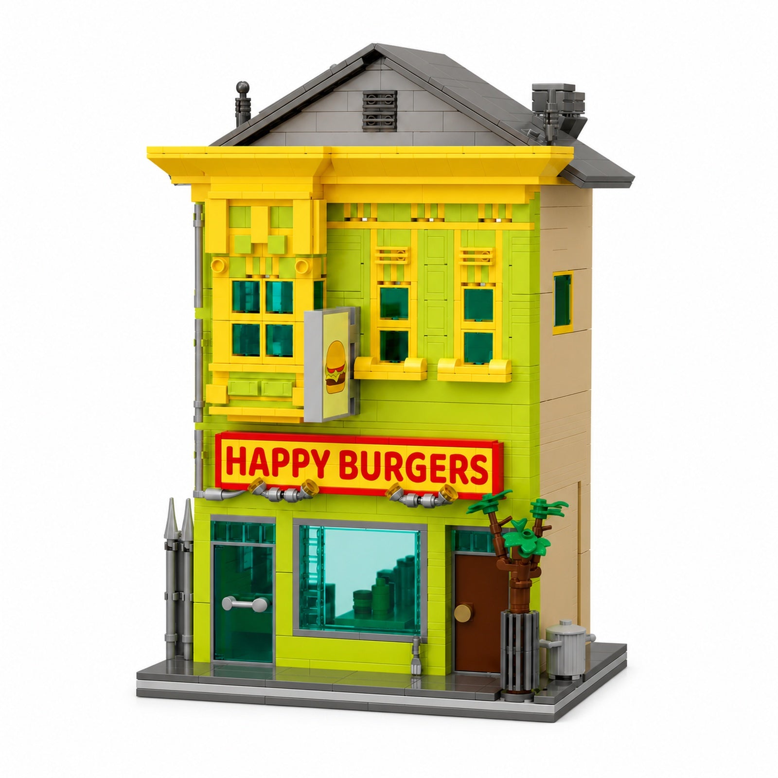 Happy Burger Shop Building Blocks Display Set main product view