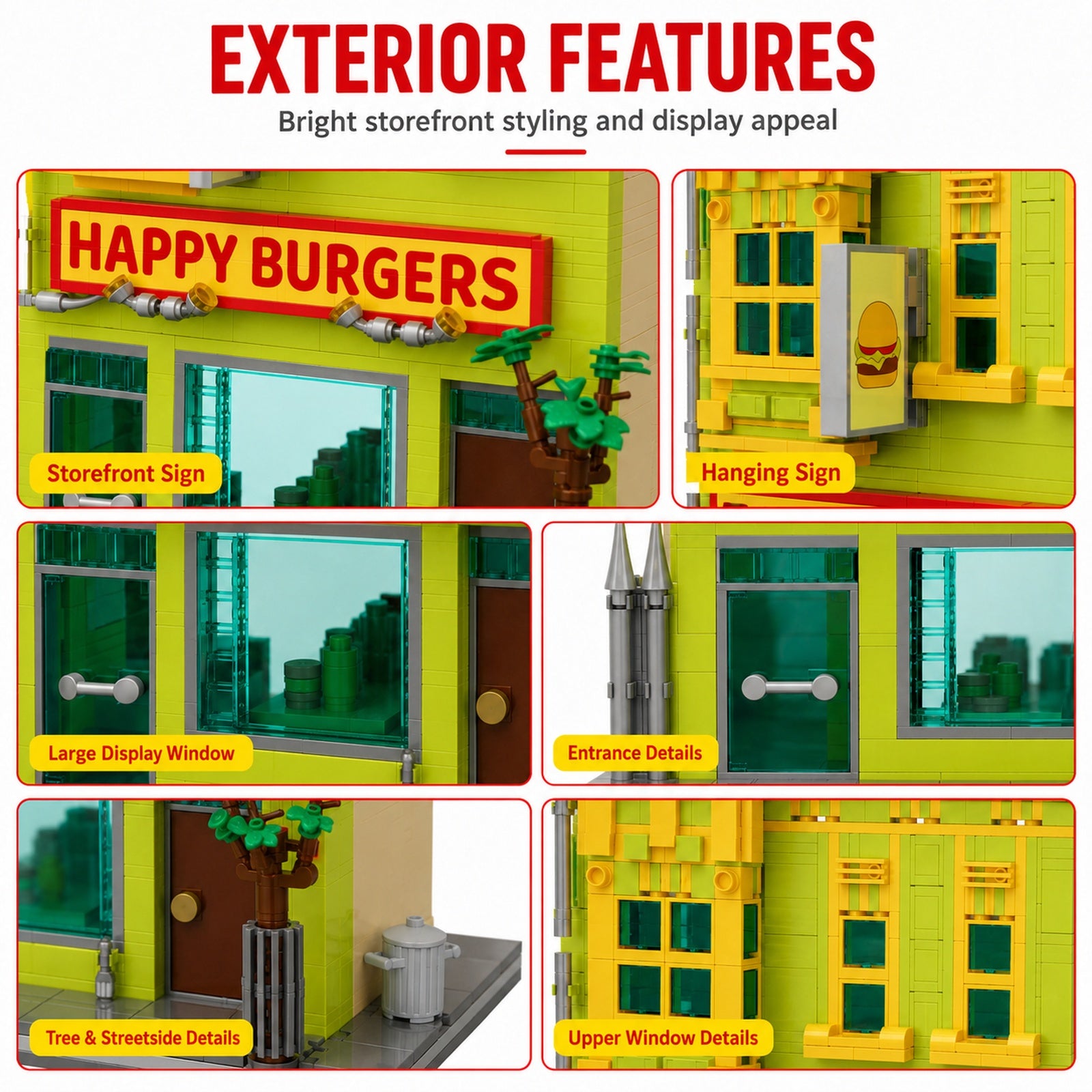 Happy Burger Shop exterior storefront features