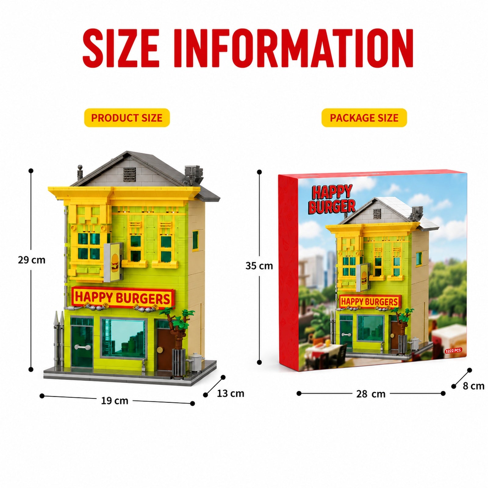 Happy Burger Shop product size information