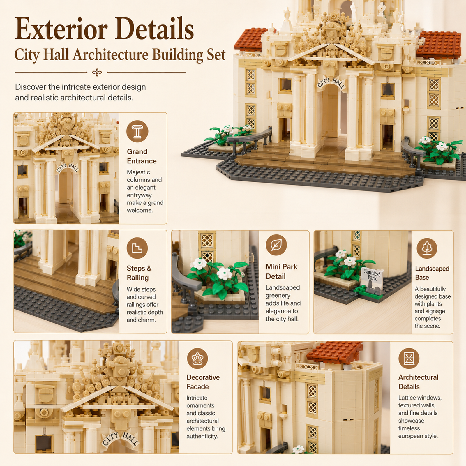 Town Hall Architecture exterior facade details