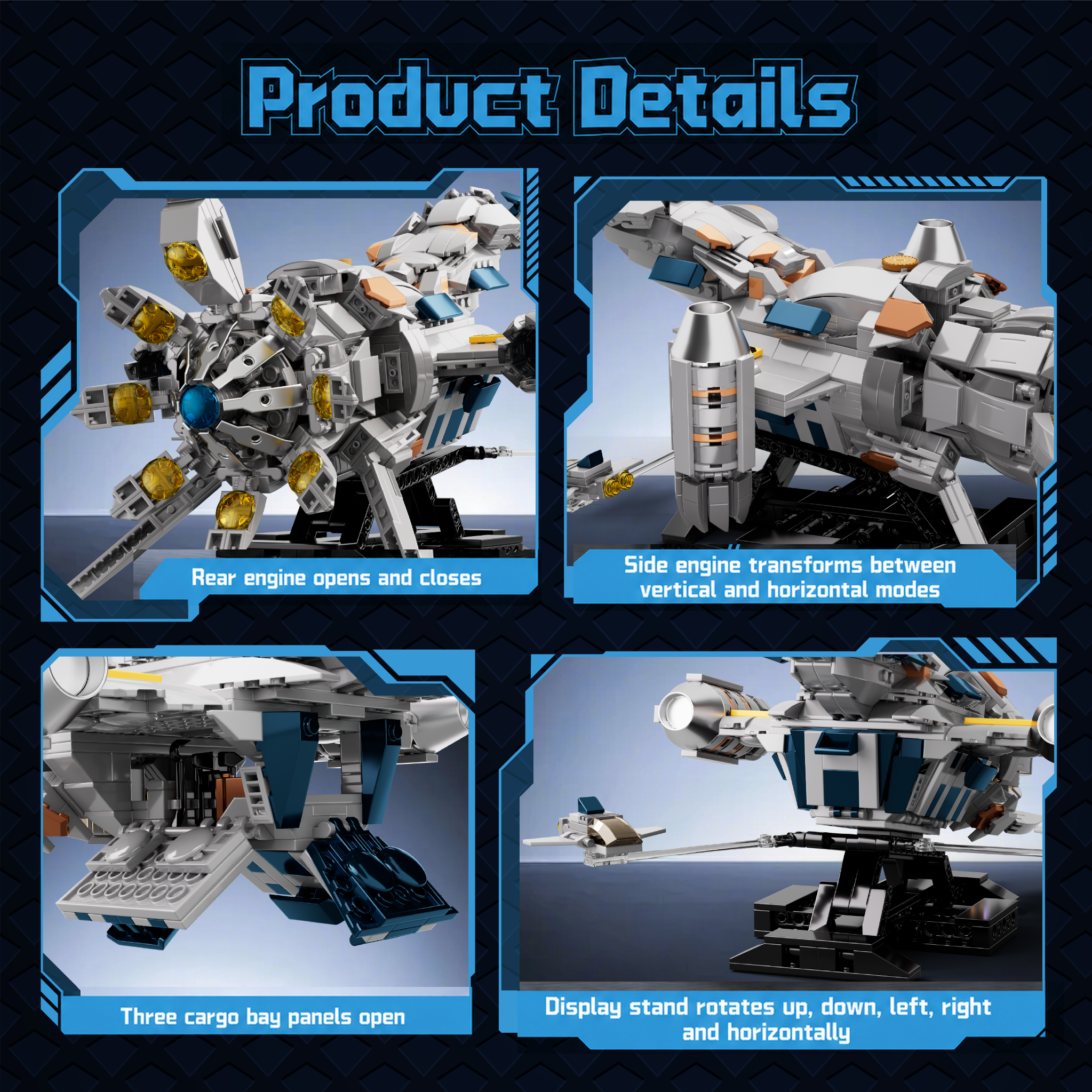 Galaxy Explorer Spaceship product details and display stand