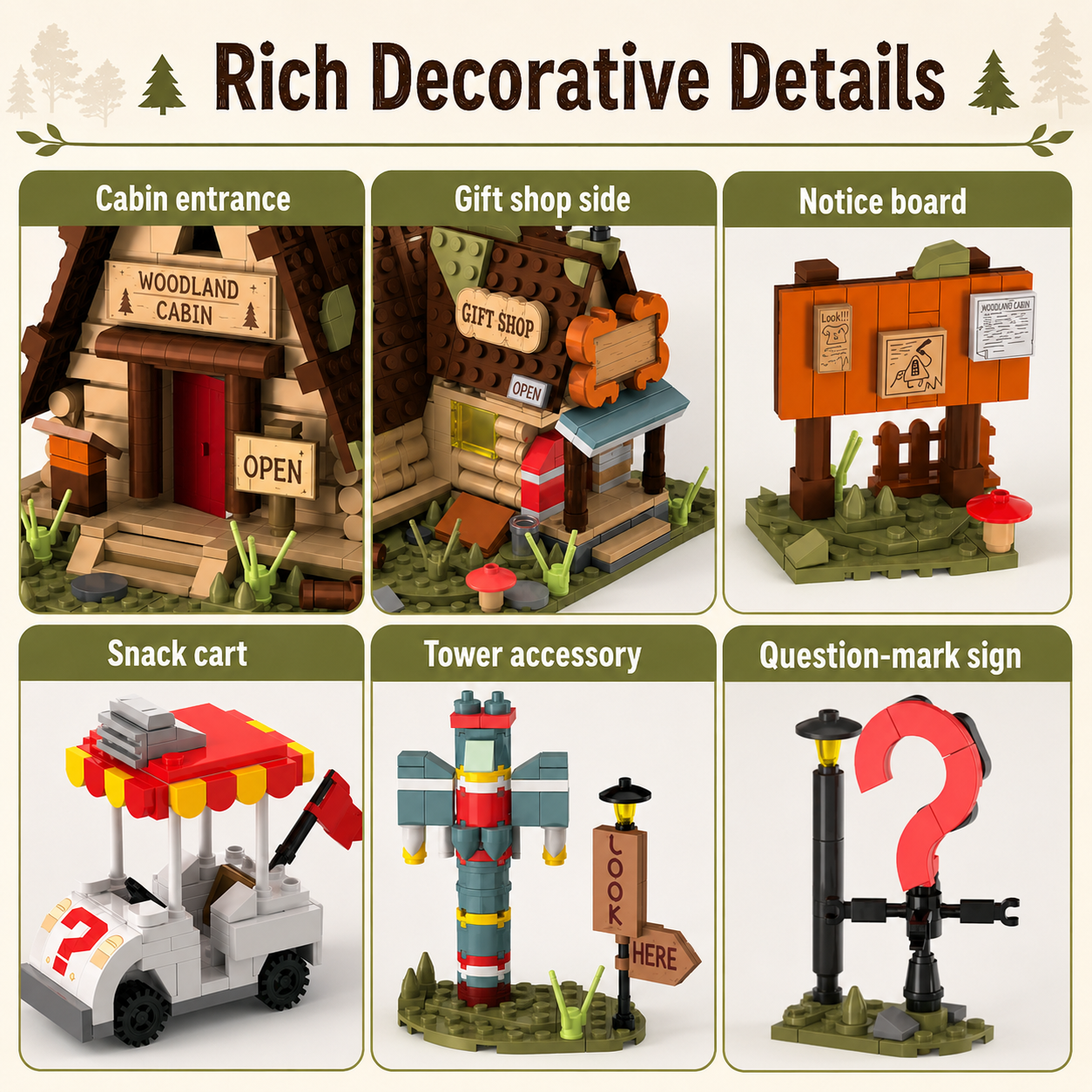 Quirky Woodland Cabin Gift Shop decorative exterior details