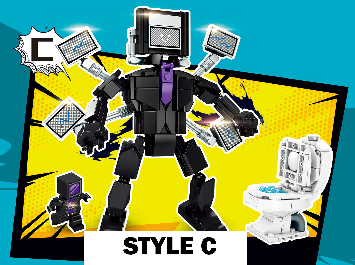 4PACKS 1227PCS Toilet Man Vs Monitor Man Game Figures Speakerman Camera Man Dolls Skibidi Doll Building Block Toys MG1339