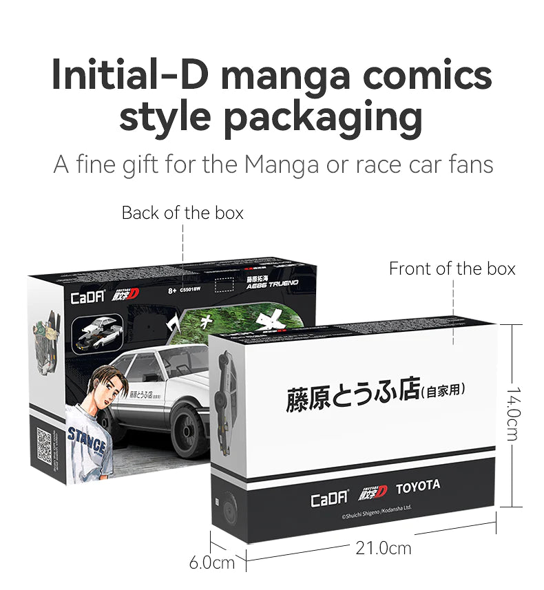 CaDA C55018W Initial D 1:35 Toyota Trueno AE86  Building Block Toyota model racing car