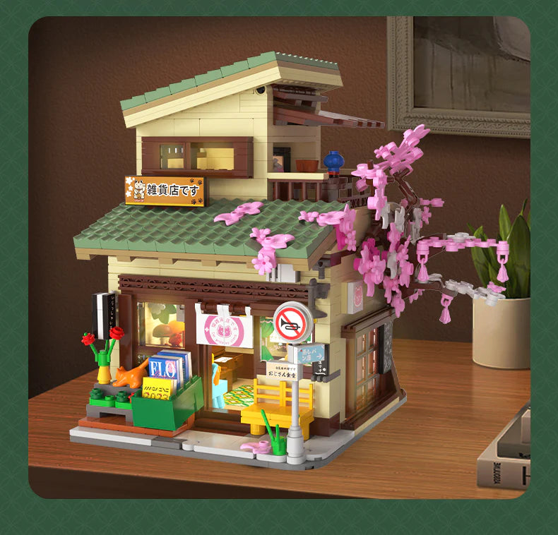 CaDA 921 Pics Kitty's Grocery C66015W Traditional Japanese two-story building full bloom
