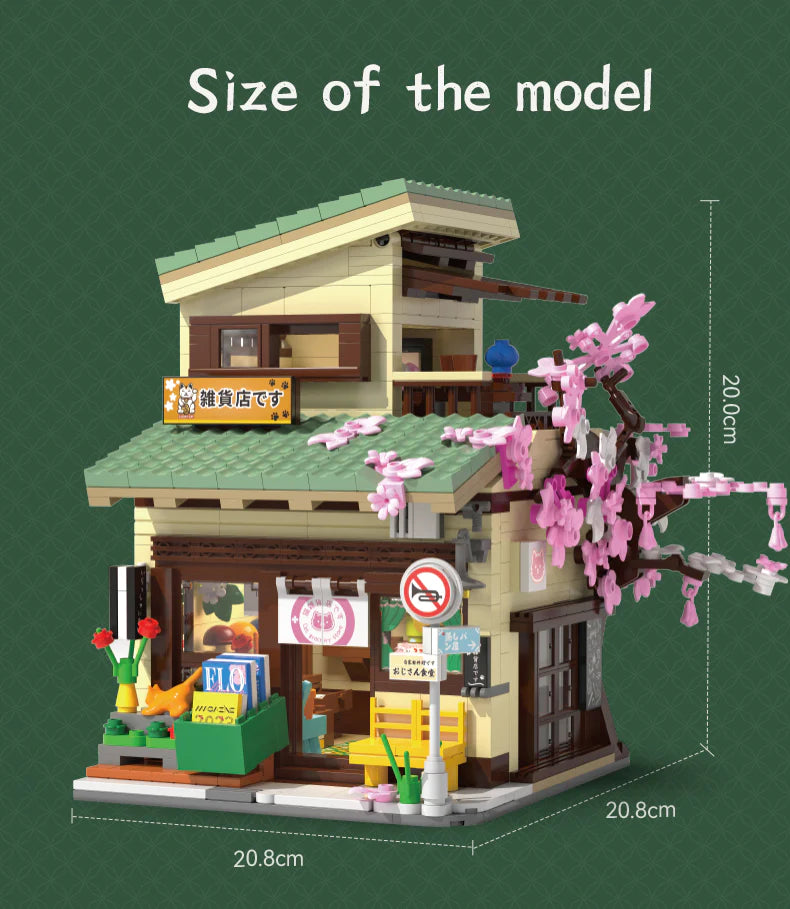 CaDA 921 Pics Kitty's Grocery C66015W Traditional Japanese two-story building full bloom