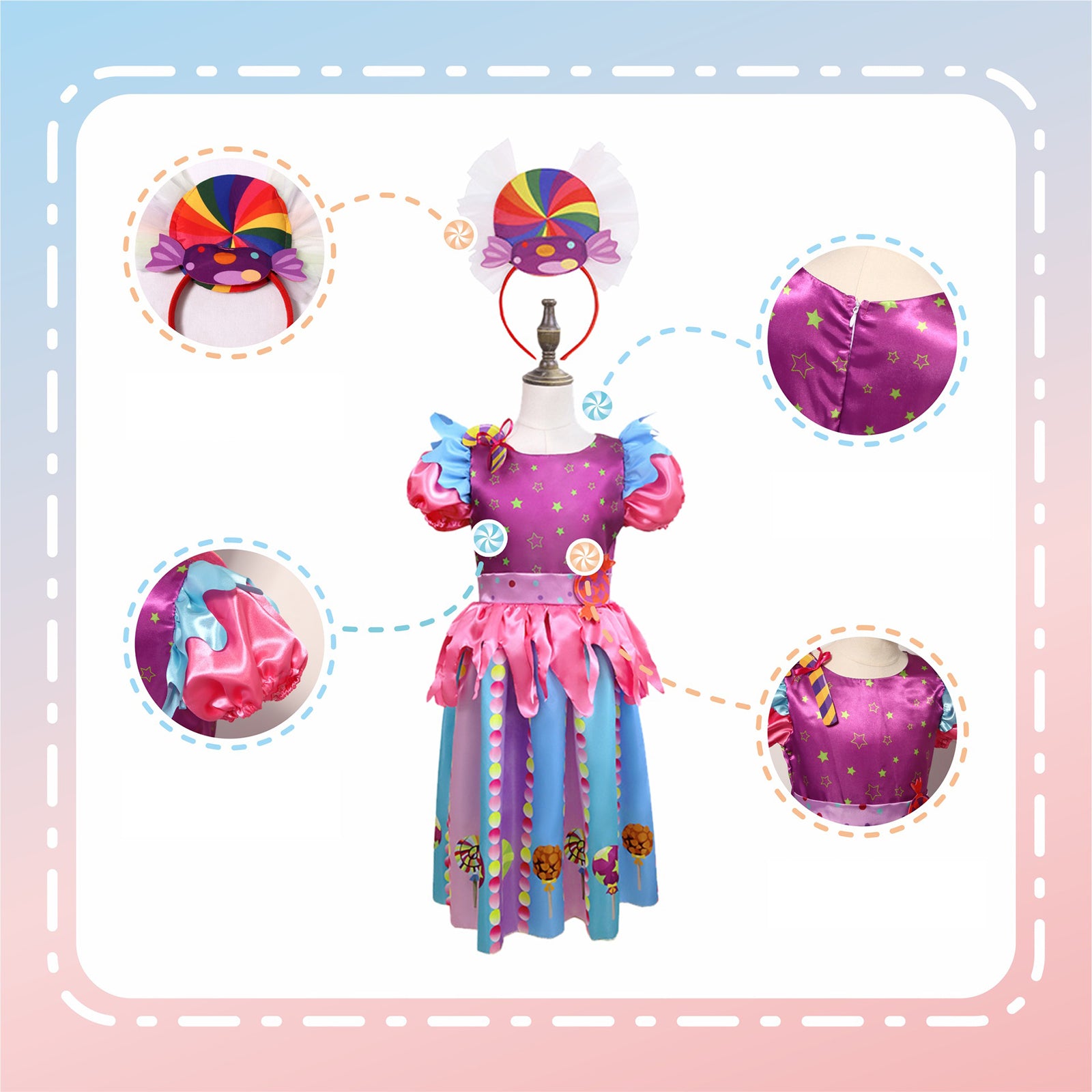 New Candy Princess Cosplay For Girls Kids Halloween  Role Play Party Birthday Gift Dress Performance Show Book Week Costume