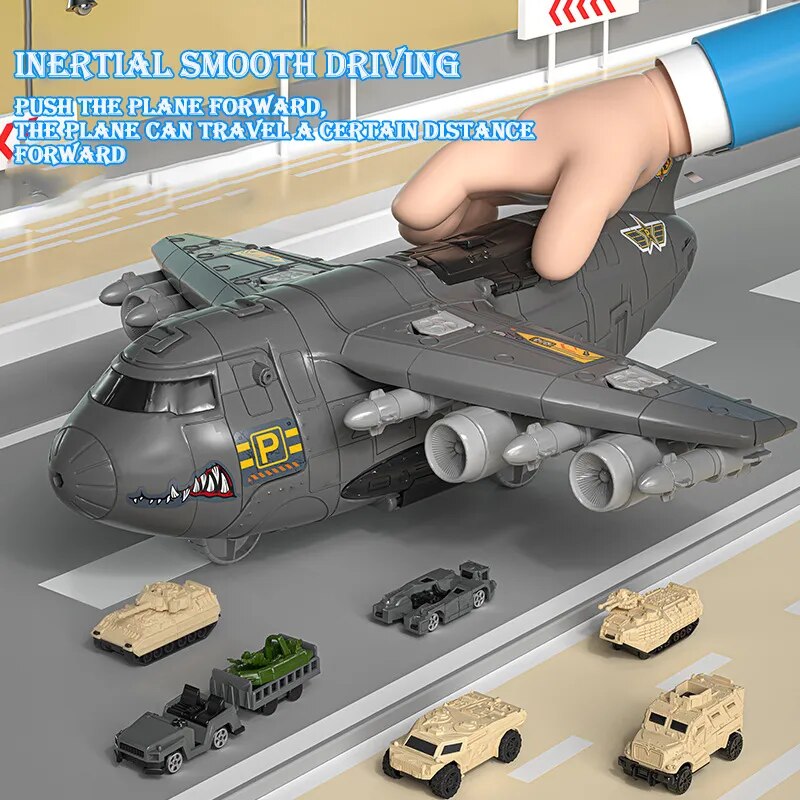 Children's Military Transformation Aircraft C17 Track Gliding Tank Can Store Transport Aircraft Boy Toy Birthday Gift