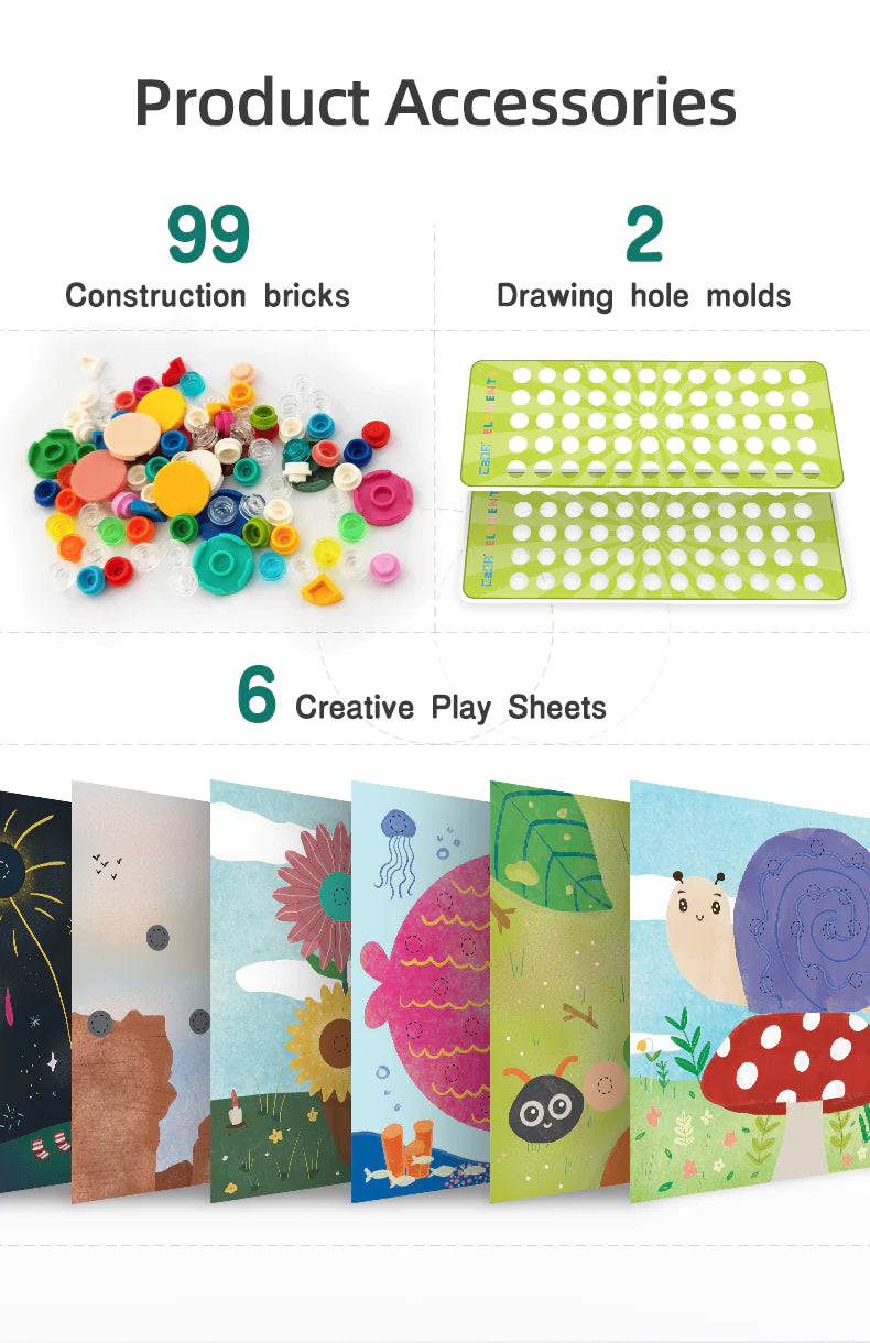 CaDA D031 99 PCS Hole Puncher D031 Building Block Combine bricks and paper easy to press and punch kids