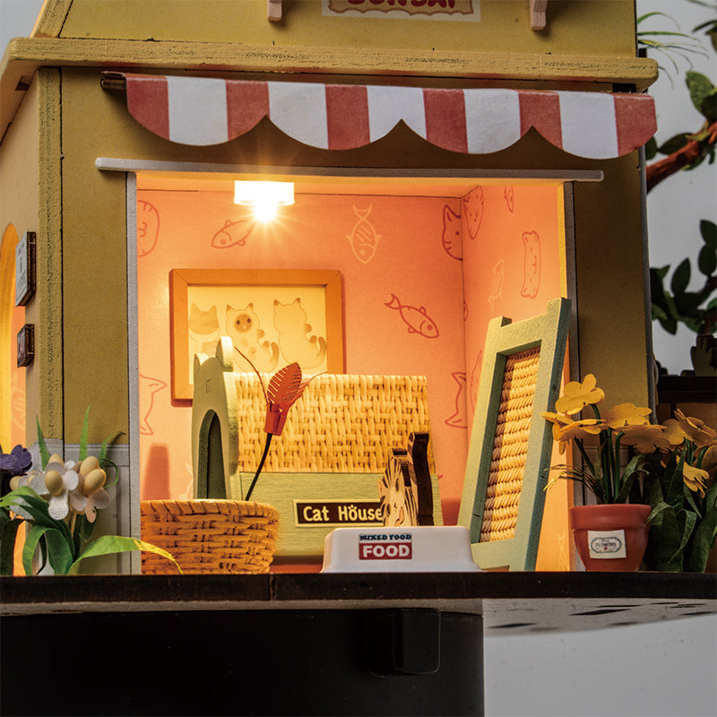 Robotime Rolife Cat House DIY Miniature Dollhouse 3D House Model Kit DG149