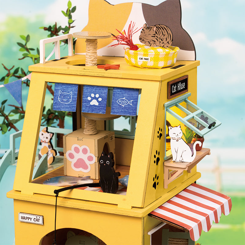 Robotime Rolife Cat House DIY Miniature Dollhouse 3D House Model Kit DG149