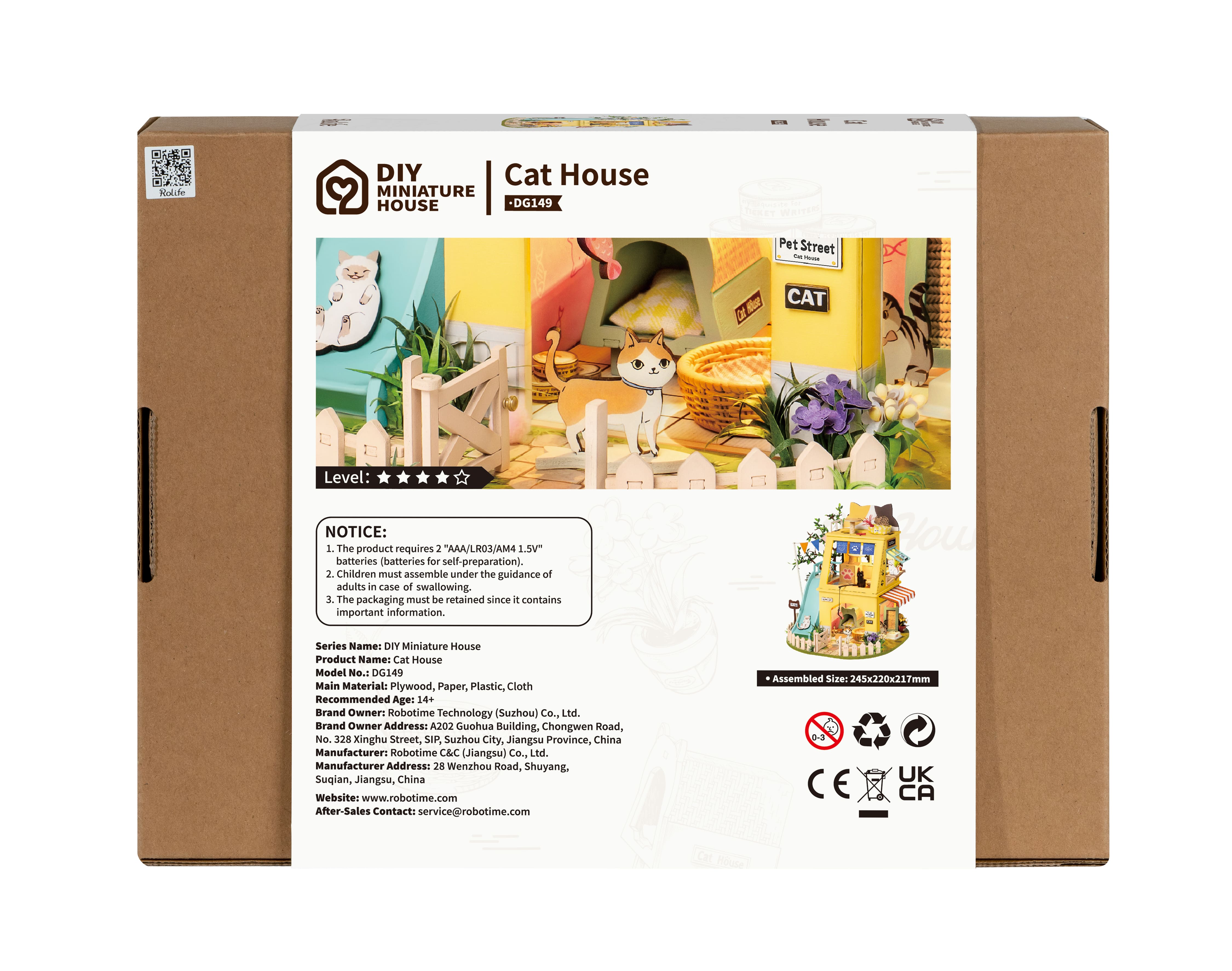 Robotime Rolife Cat House DIY Miniature Dollhouse 3D House Model Kit DG149