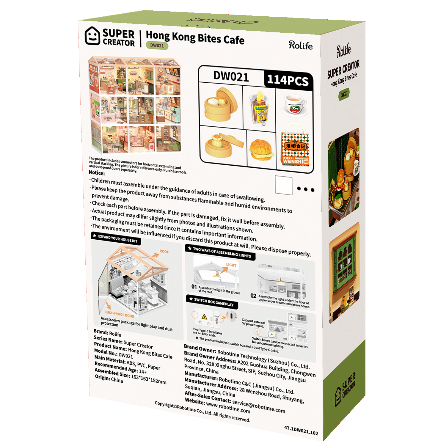 Rolife DW021 Hong Kong Bites Cafe Miniature Set | DIY Asian Street Food Dollhouse Bookshelf Decor