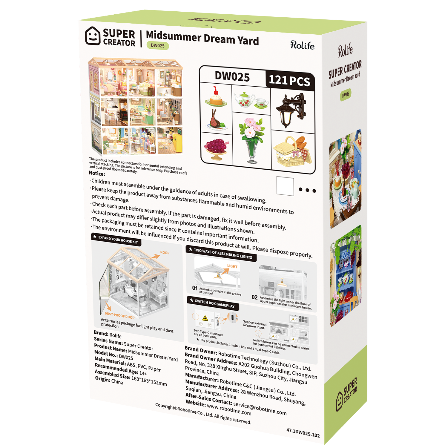 Rolife Midsummer Dream Yard DIY Miniature House - DW025 | 3D Garden Miniature Kit with LED Lights for Adults