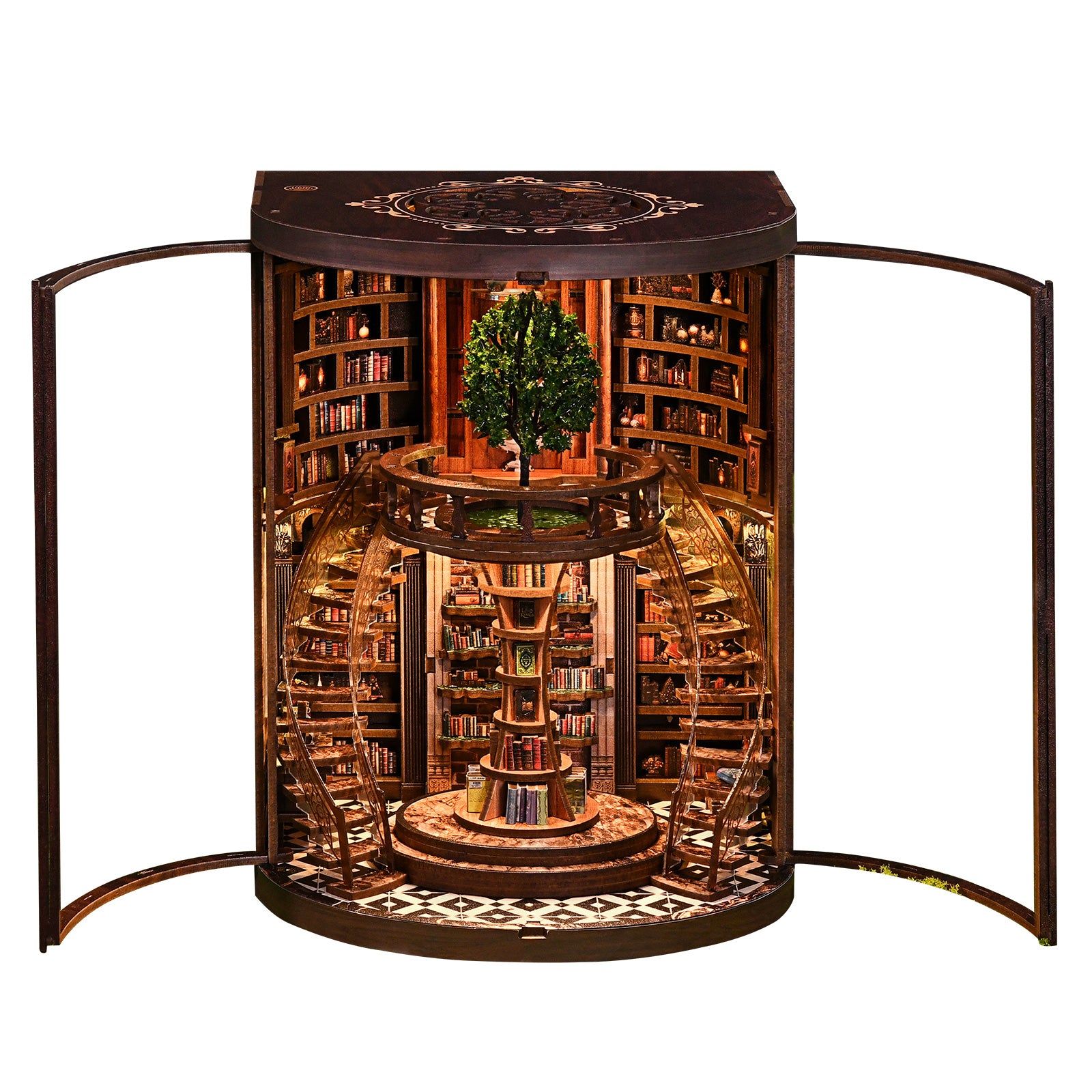 Wisdom Rings Book Repository DIY miniature kit open top view