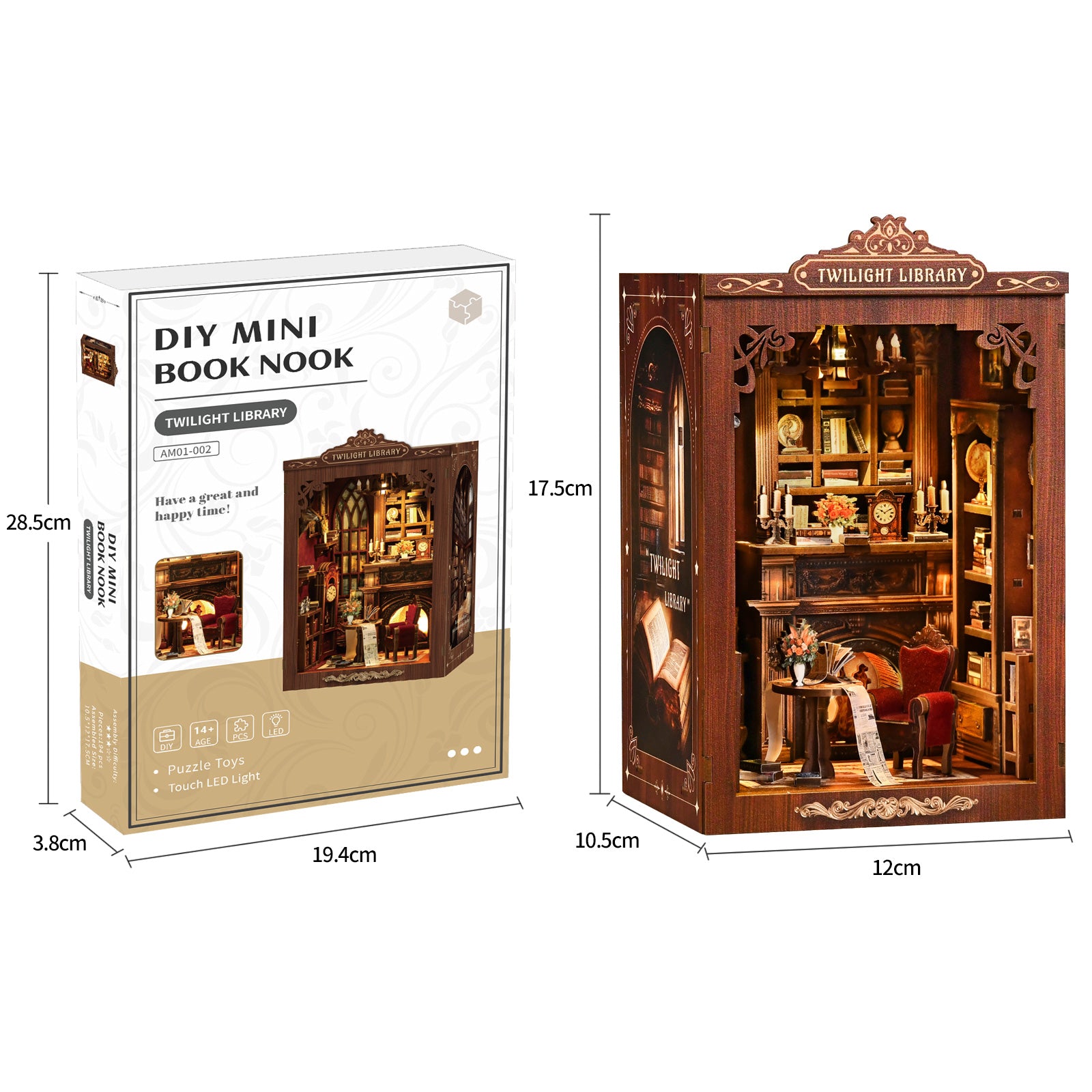 Twilight Library DIY miniature house kit size information and specifications