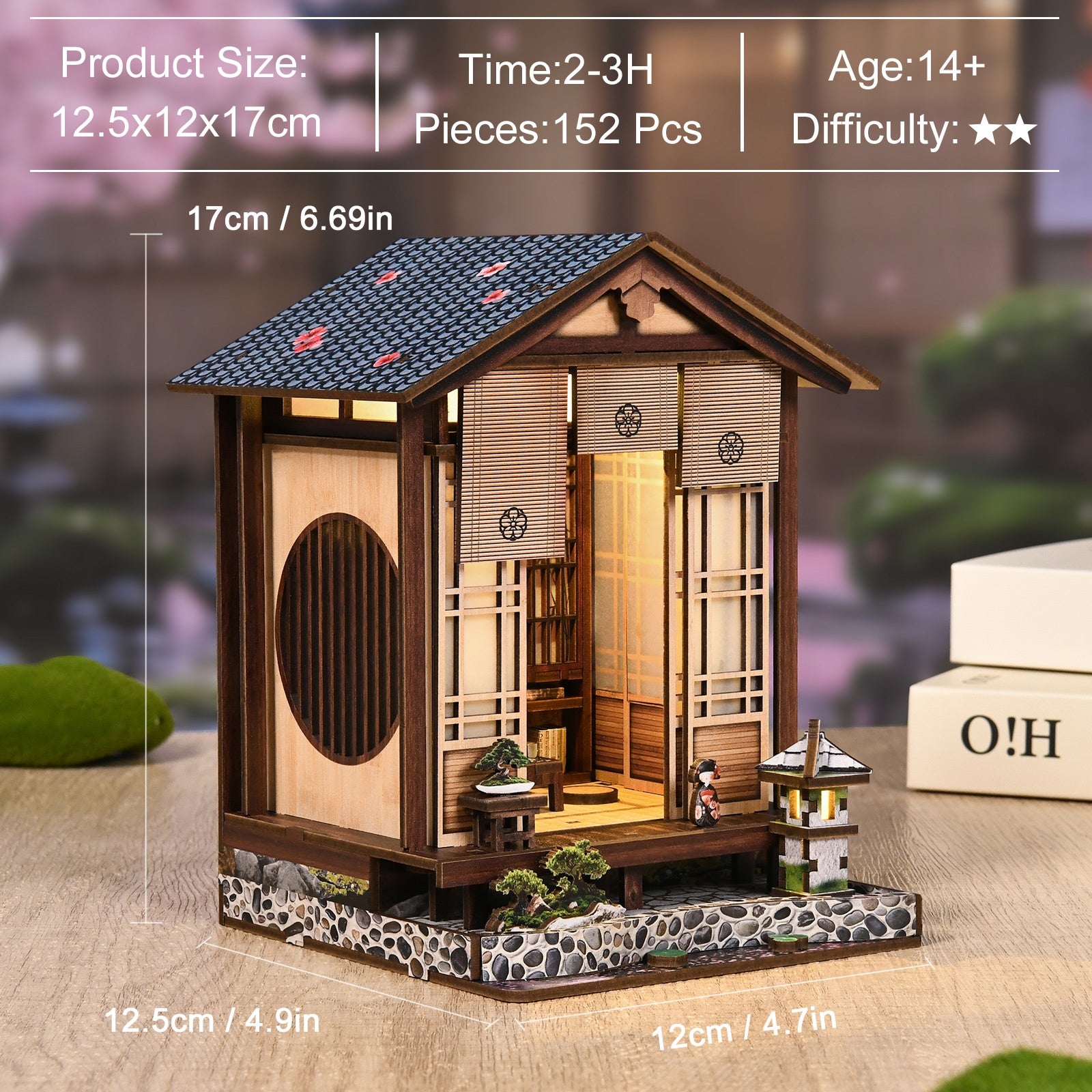 Moss-Lantern Harmony Garden DIY Miniature House Kit with LED Light - size information