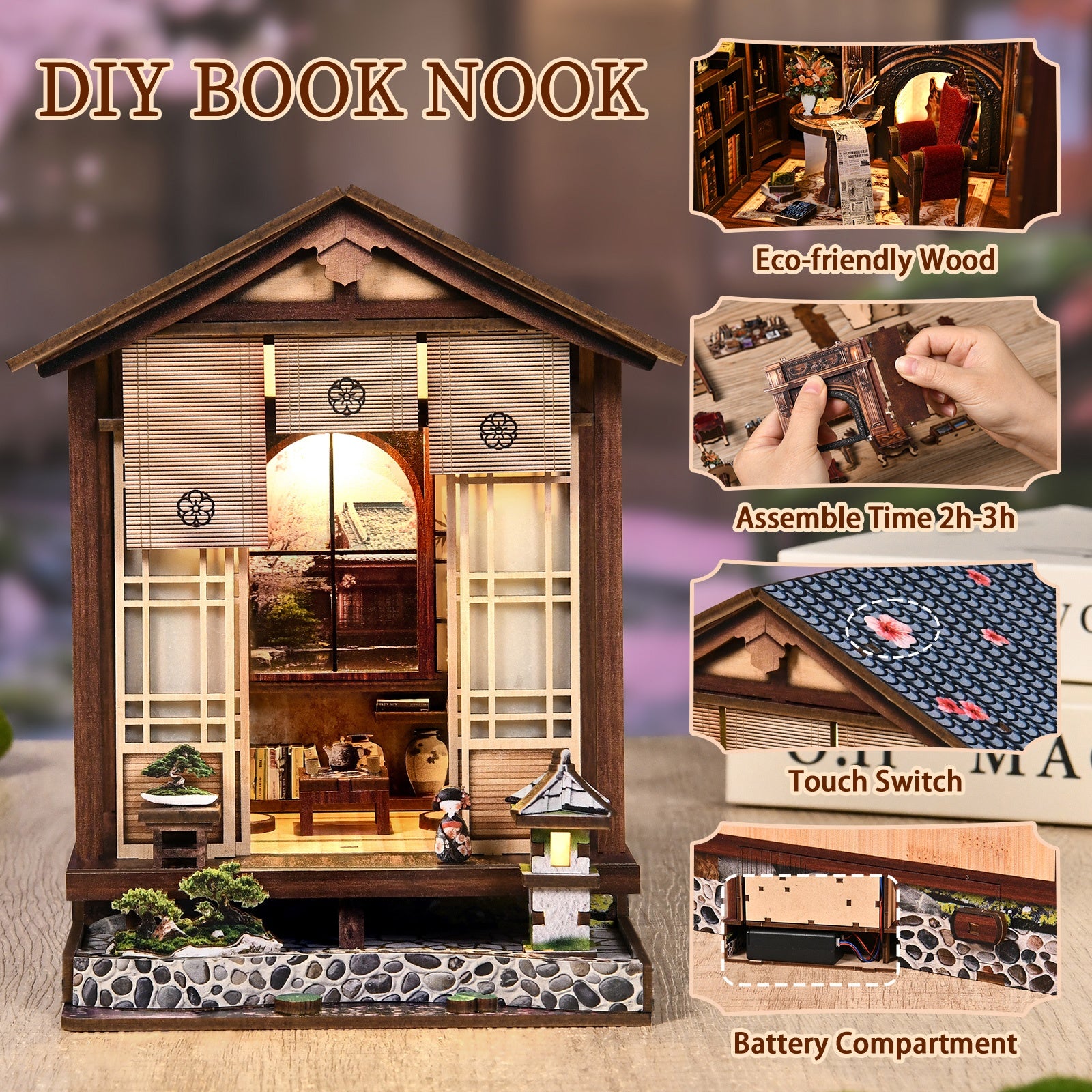Moss-Lantern Harmony Garden DIY Miniature House Kit with LED Light - feature information