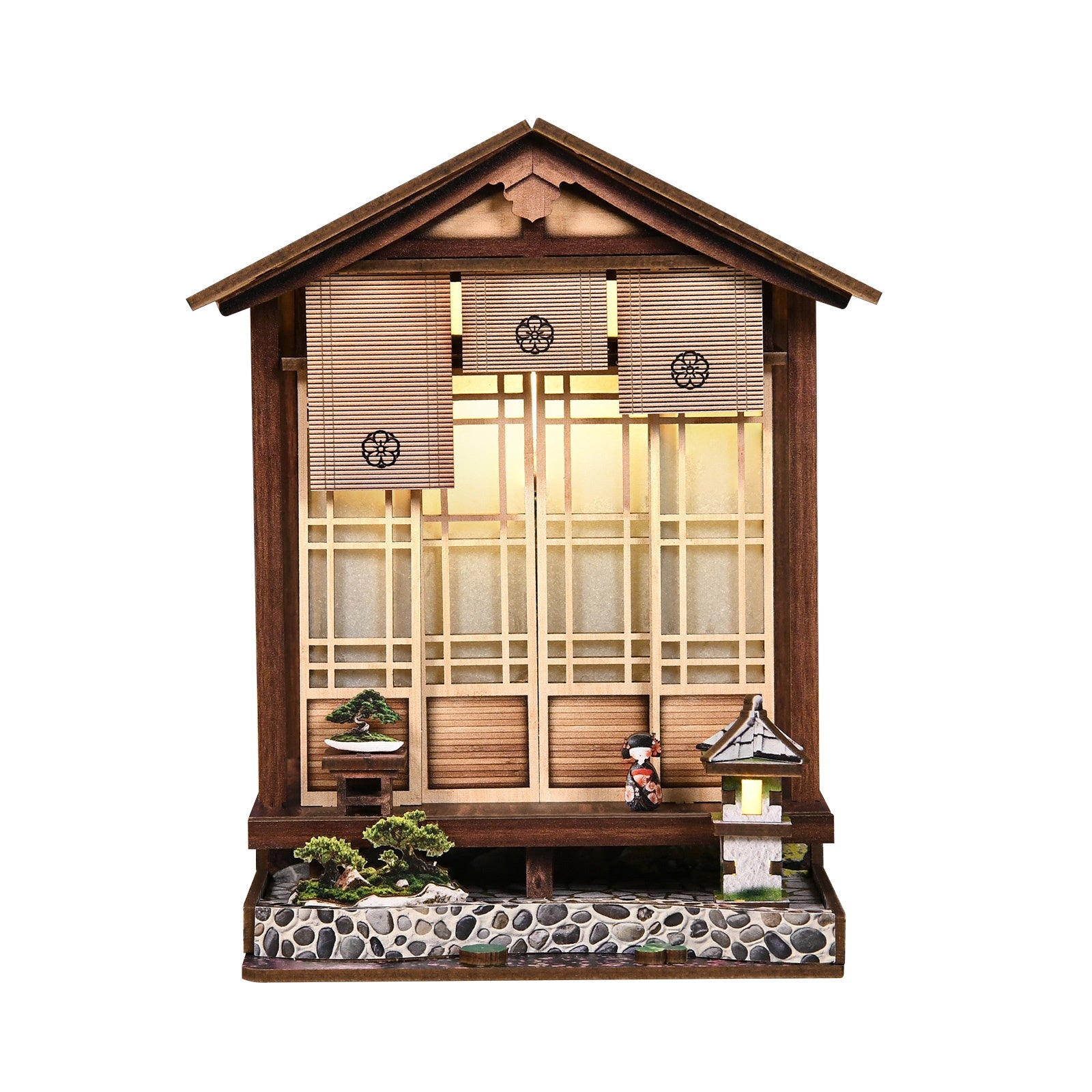 Moss-Lantern Harmony Garden DIY Miniature House Kit with LED Light - closed front view