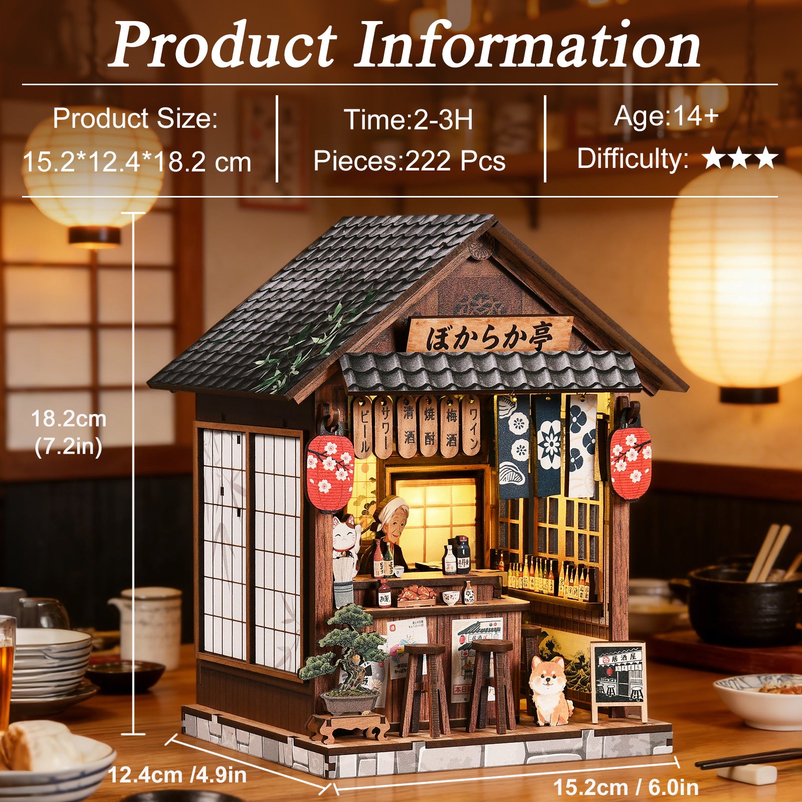 The Mellow Pub DIY Miniature House Kit with LED Light - product information