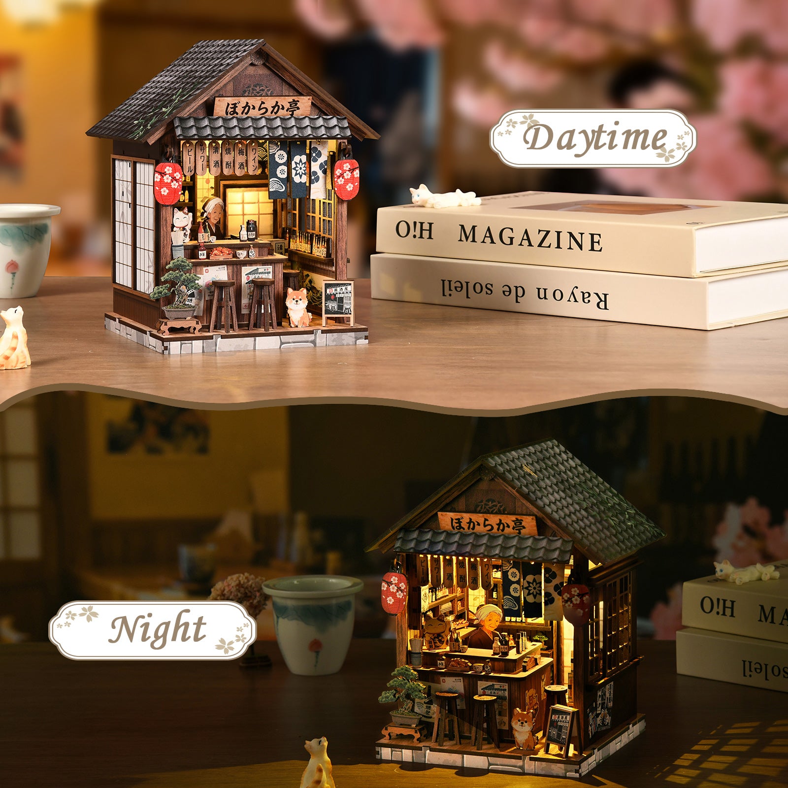 The Mellow Pub DIY Miniature House Kit with LED Light - day and night lighting effect