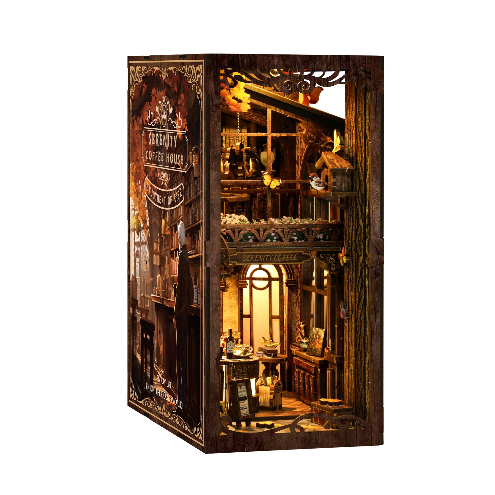 Serenity Coffee House DIY Book Nook Kit with LED Light - product display image