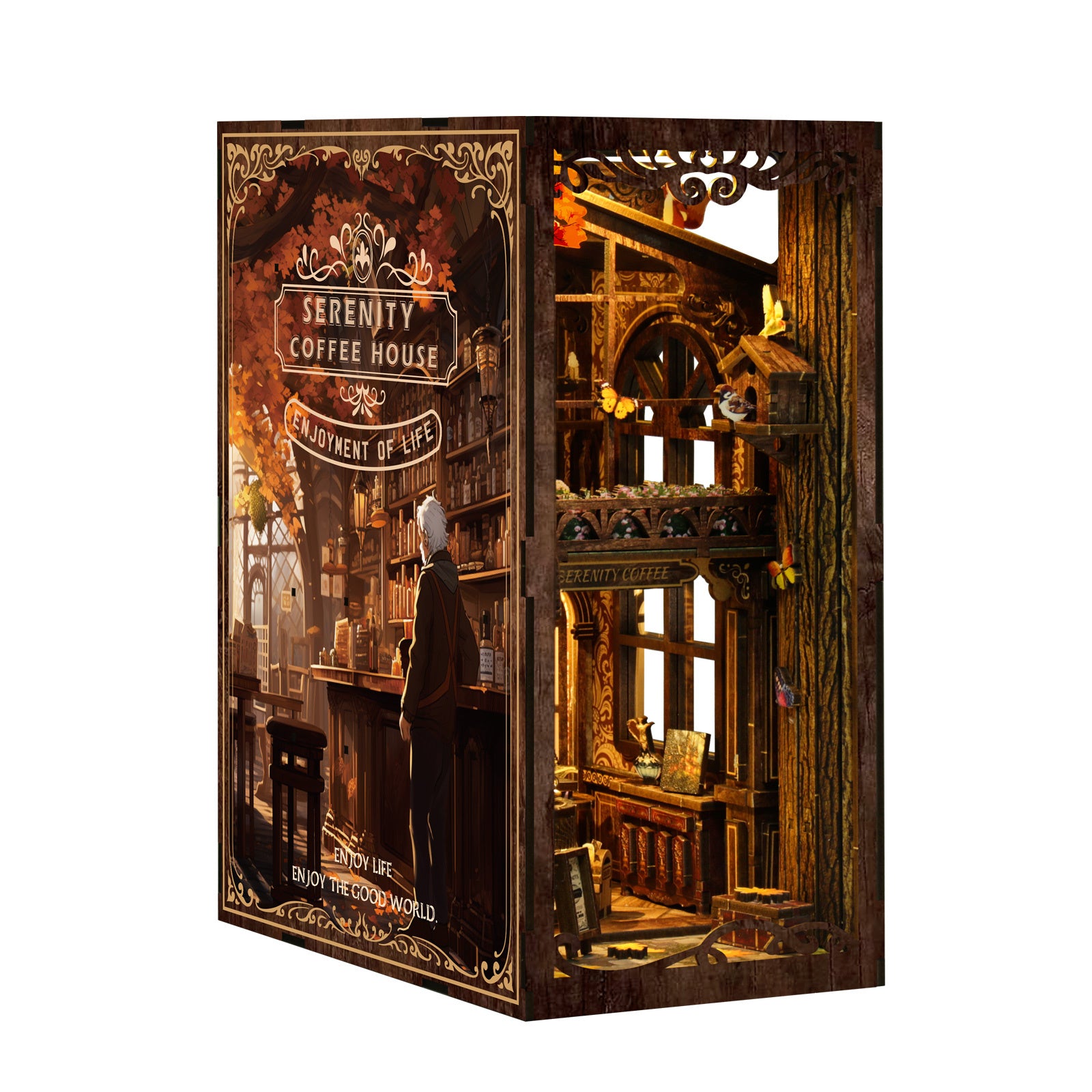 Serenity Coffee House DIY Book Nook Kit with LED Light - product display image