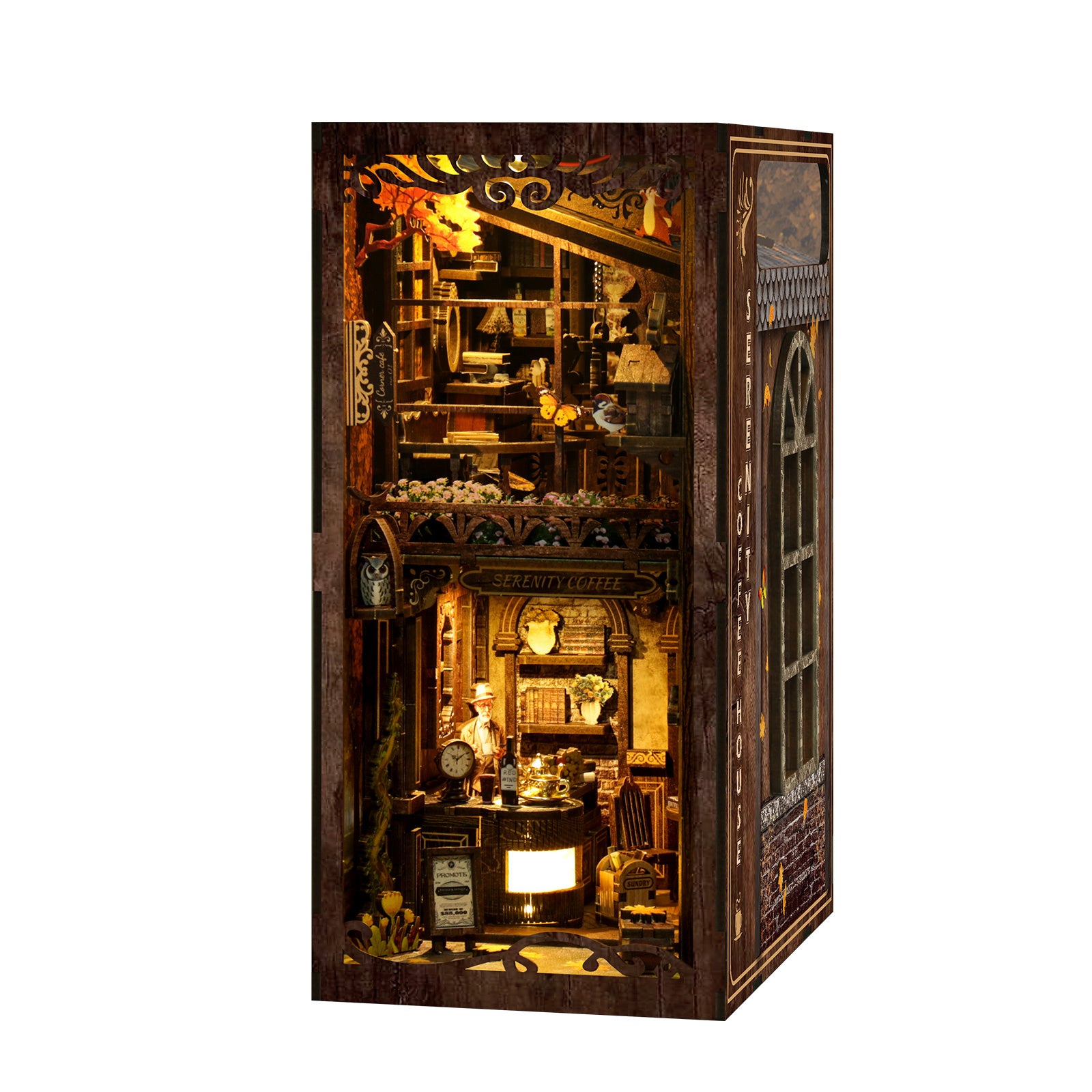 Serenity Coffee House DIY Book Nook Kit with LED Light - product display image
