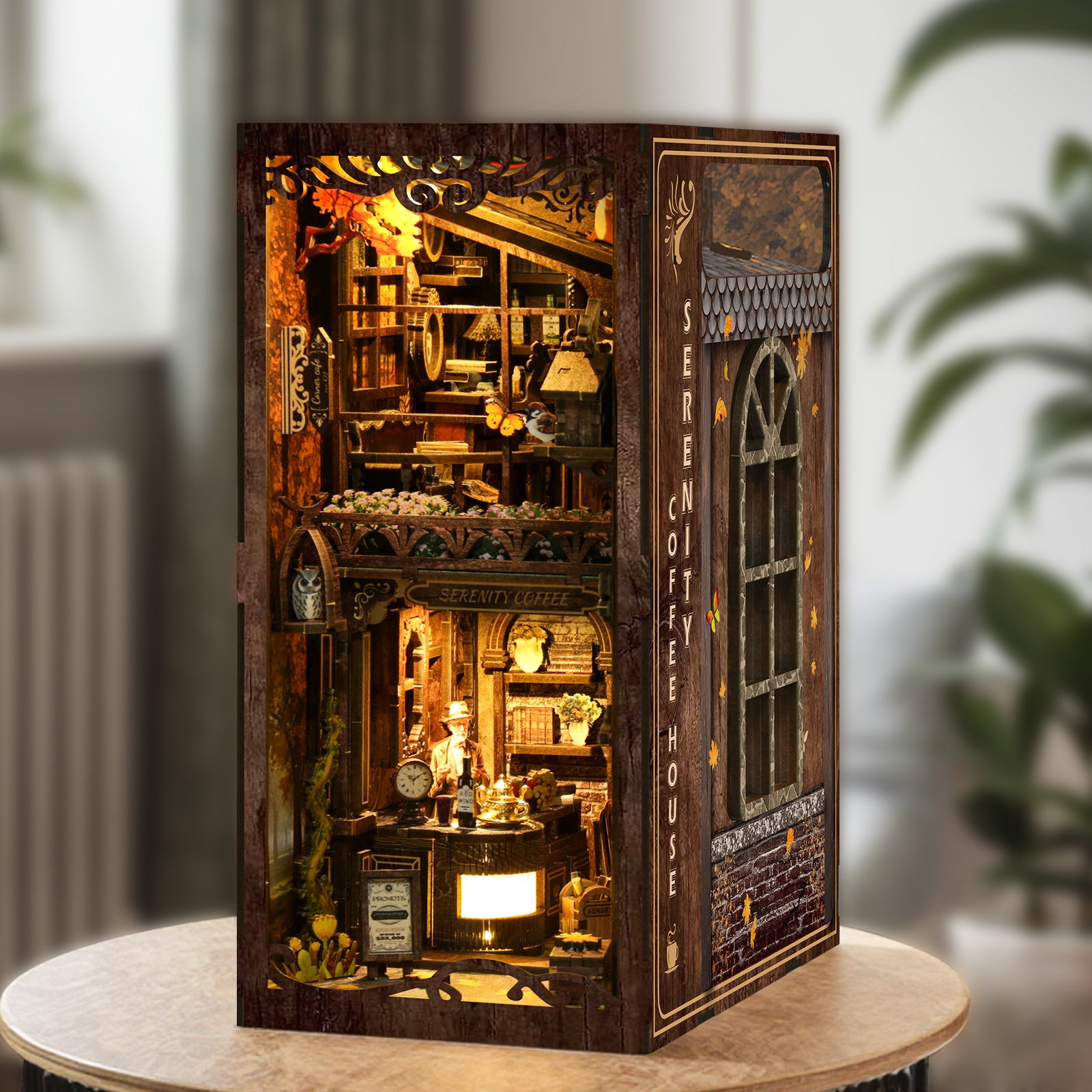 Serenity Coffee House DIY Book Nook Kit with LED Light - product display image