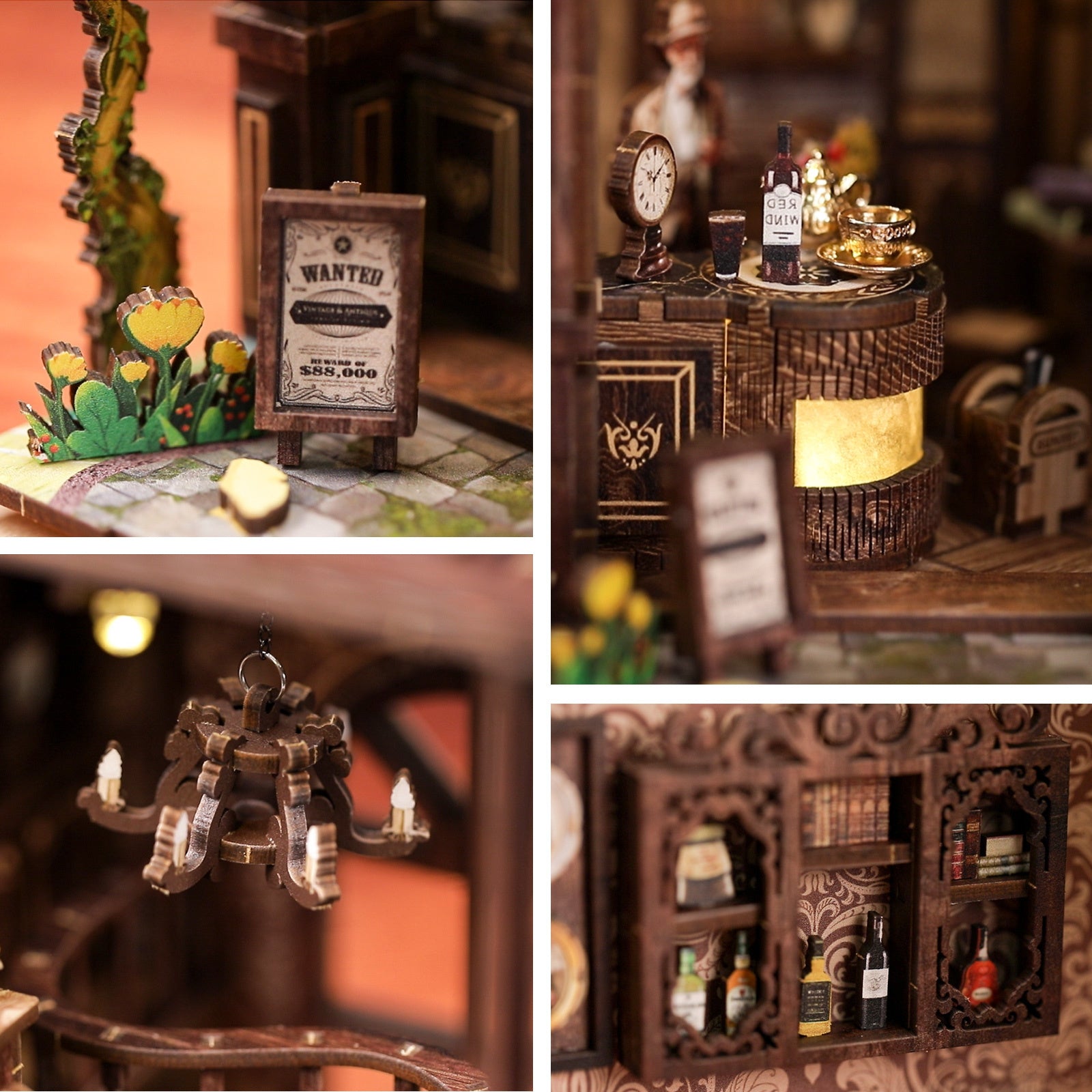 Serenity Coffee House DIY Book Nook Kit with LED Light - product display image
