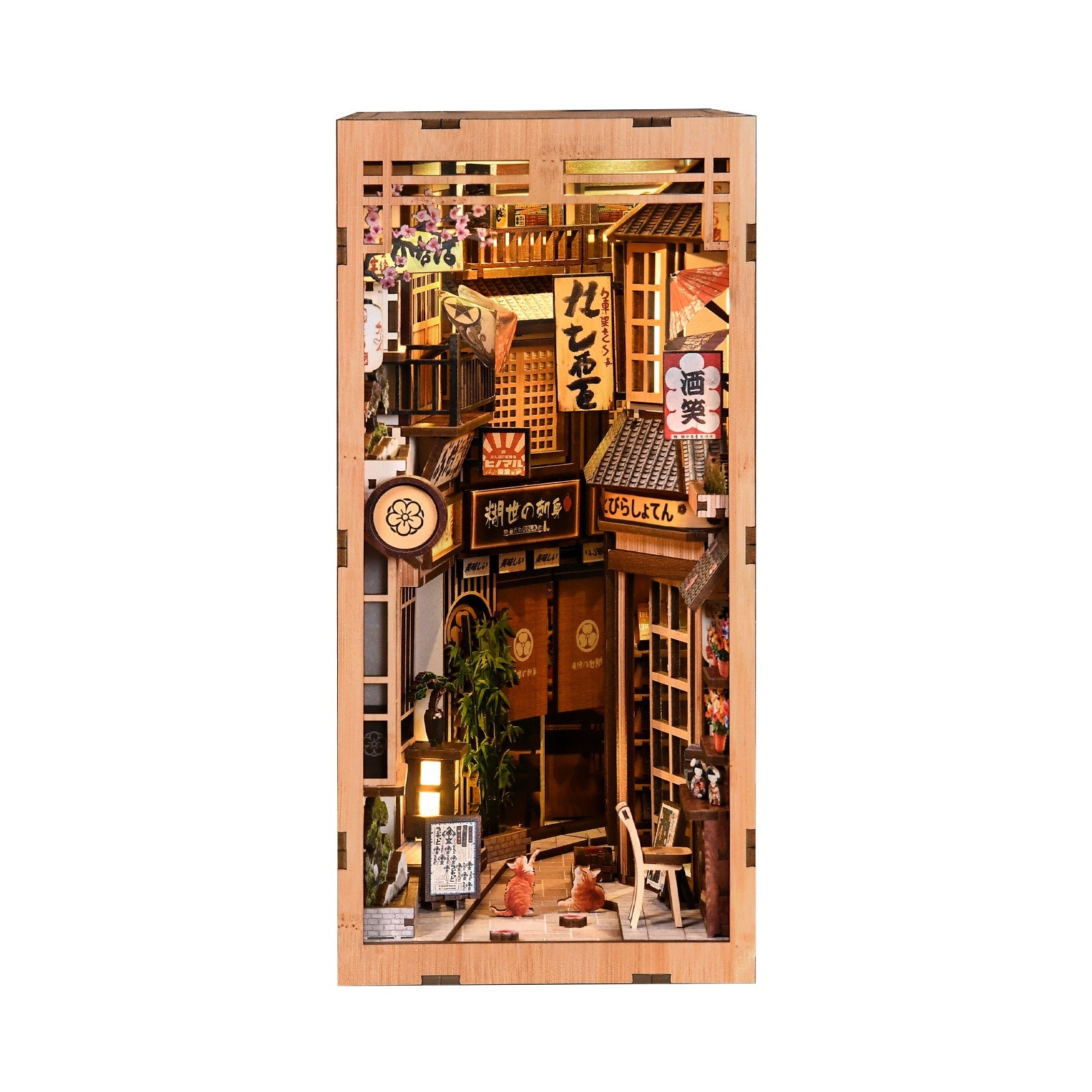 The Alley Waiting for the Cat DIY book nook kit front view with Japanese alley details