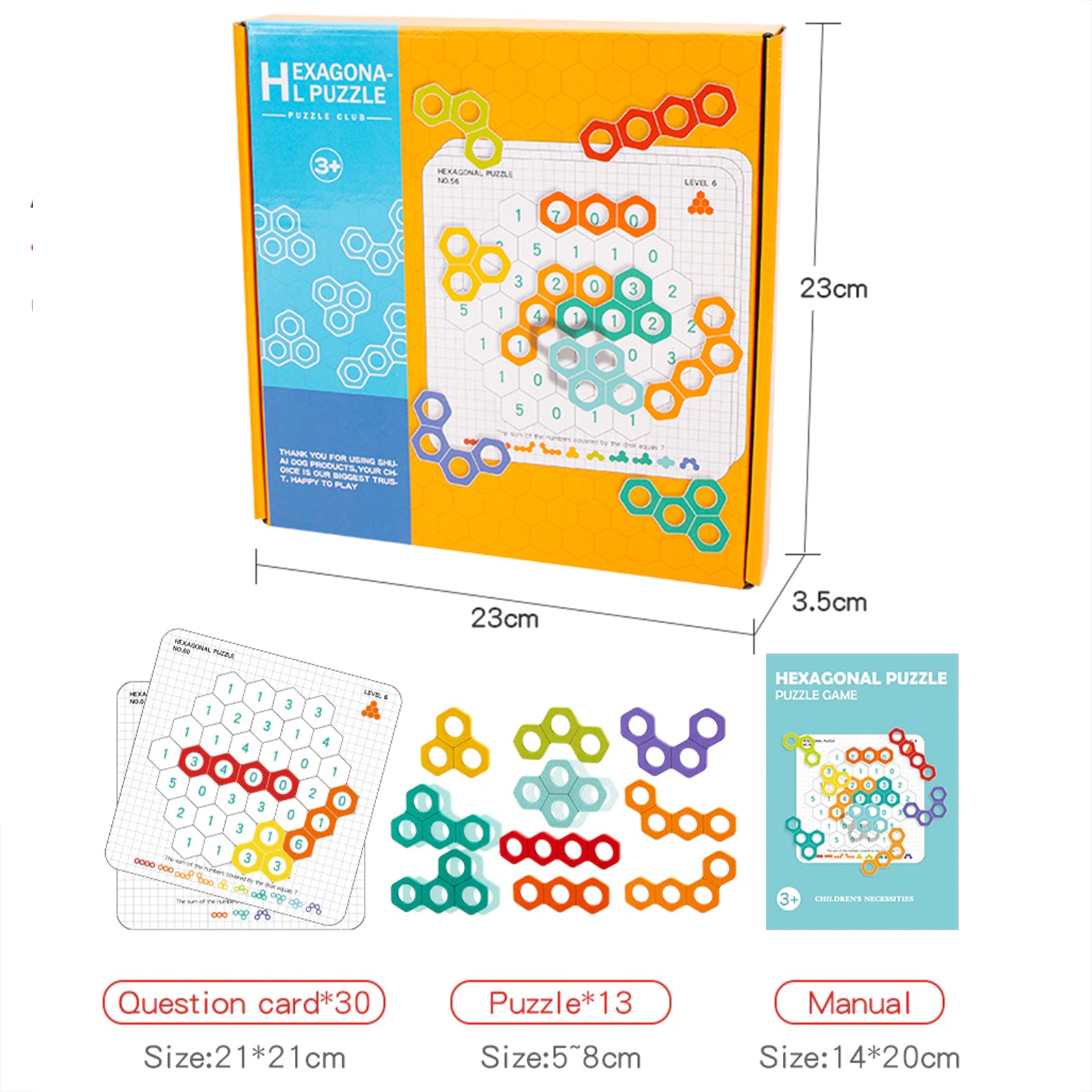 Wooden Honeycomb Fun Ever-Changing Jigsaw Puzzle Logical Thinking Exercise Cognition Hexagonal Puzzle Early Education Game toy