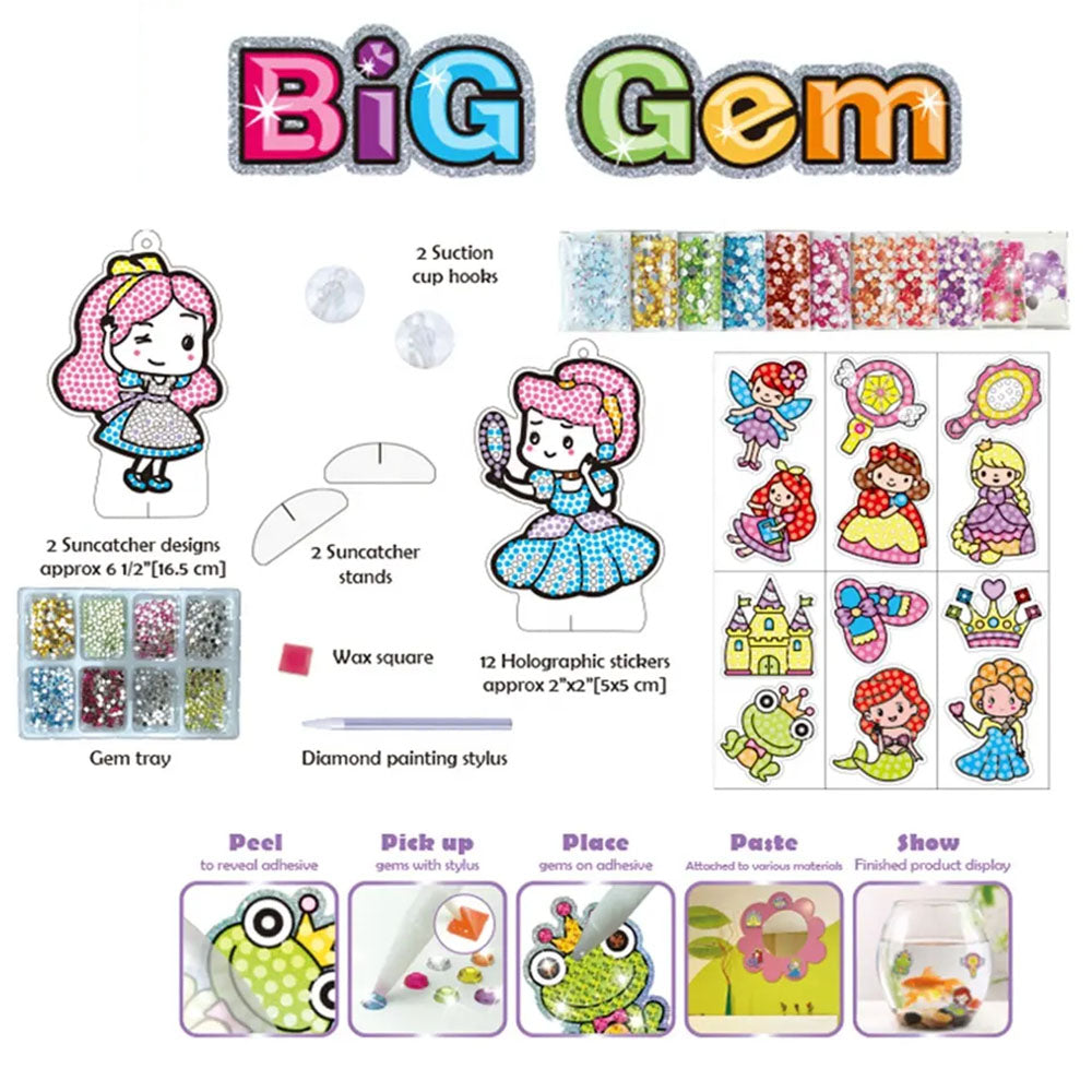 Magical Big Gem Painting DIY Arts and Crafts DIY Diamond Painting Stickers Kits for Kids Diamond Art Sticker Paint with Diamonds -Princess
