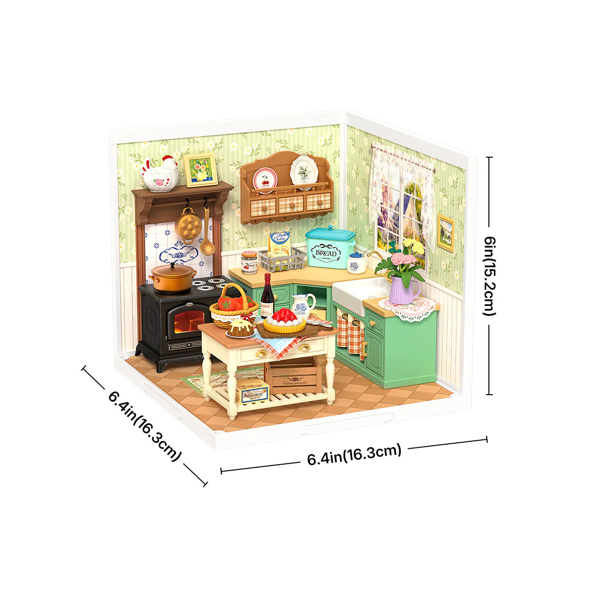 Rolife Farmhouse Kitchen DIY Miniature House - DW024 | Rustic 3D Miniature Kit with LED Lights for Adults