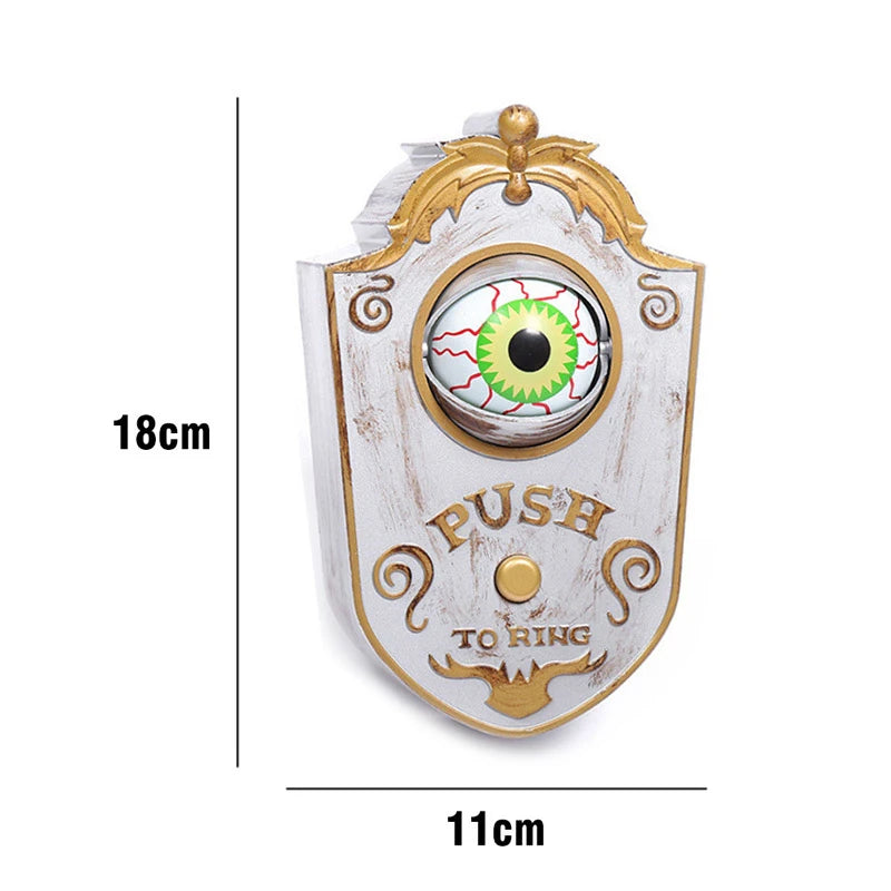 Halloween Doorbell with LED Lightup Eyes Creepy Sound Eyeball Doorbell Halloween Prop Spooky Toy Decoration Book Week Costume