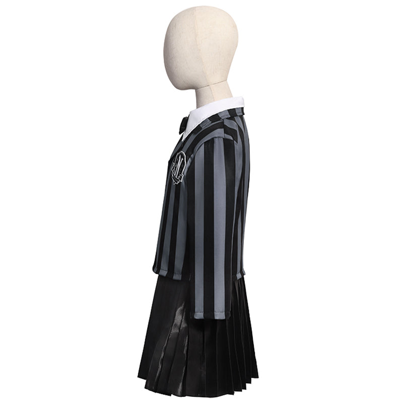 Girls Wednesday Addams Nevermore academy uniform Dress Flying Sleeve Tulle Party Dress Halloween Fancy-Dress Costume