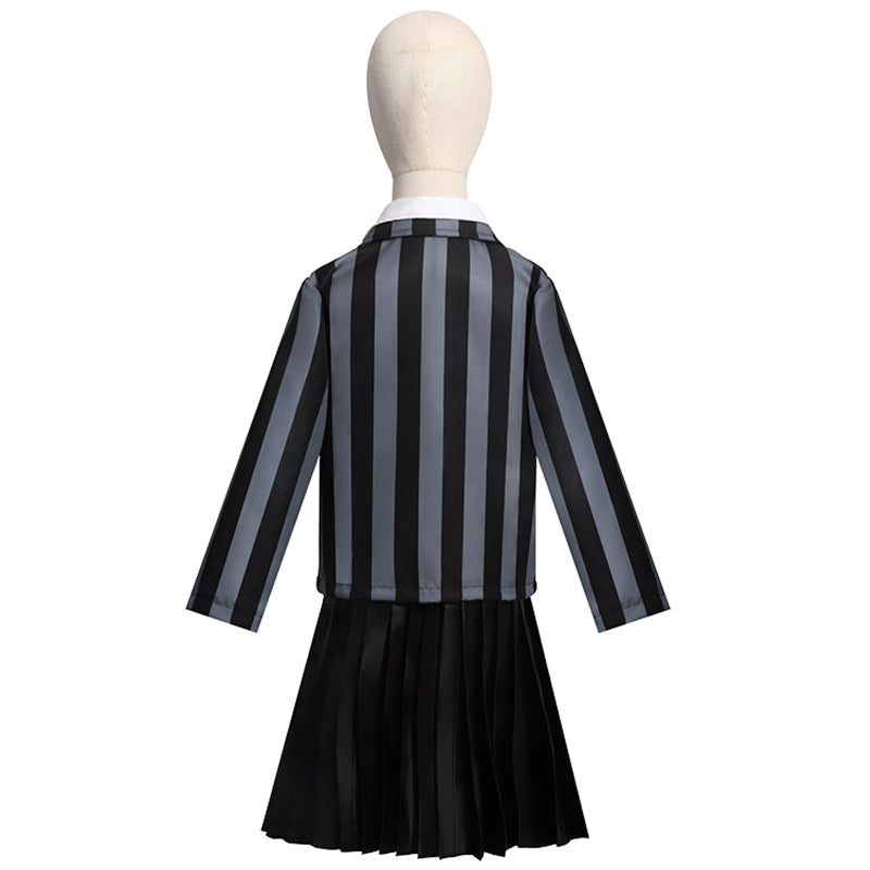 Girls Wednesday Addams Nevermore academy uniform Dress Flying Sleeve Tulle Party Dress Halloween Fancy-Dress Costume