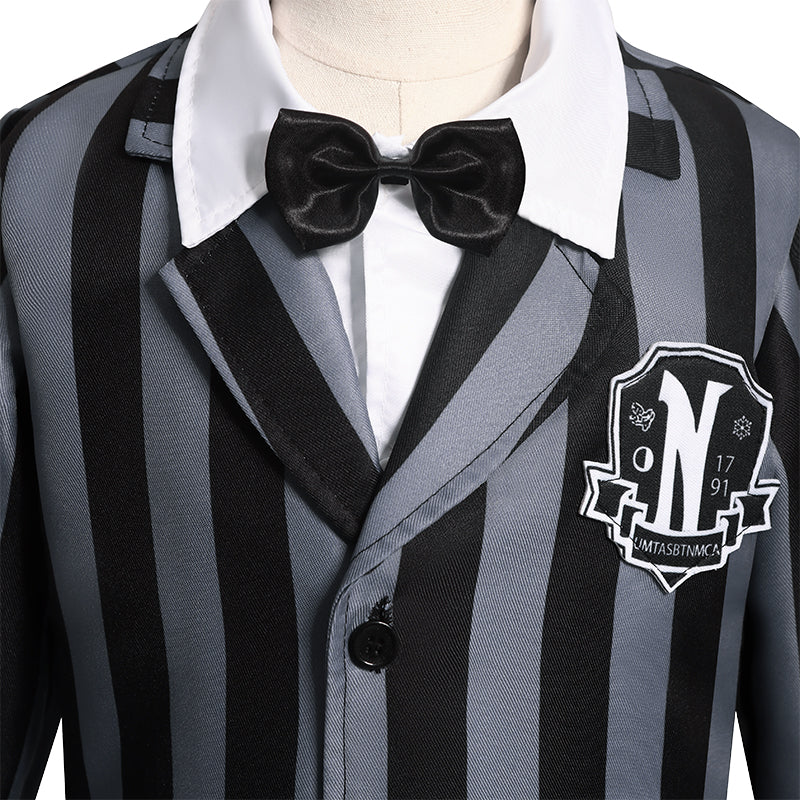 Girls Wednesday Addams Nevermore academy uniform Dress Flying Sleeve Tulle Party Dress Halloween Fancy-Dress Costume