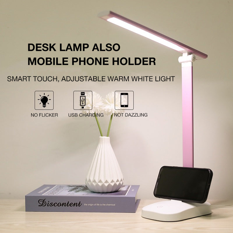 3 Color Stepless Dimmable Touch Foldable Table Lamp Led Bedside Reading Eye Protection Night Light DC5V USB Chargeable