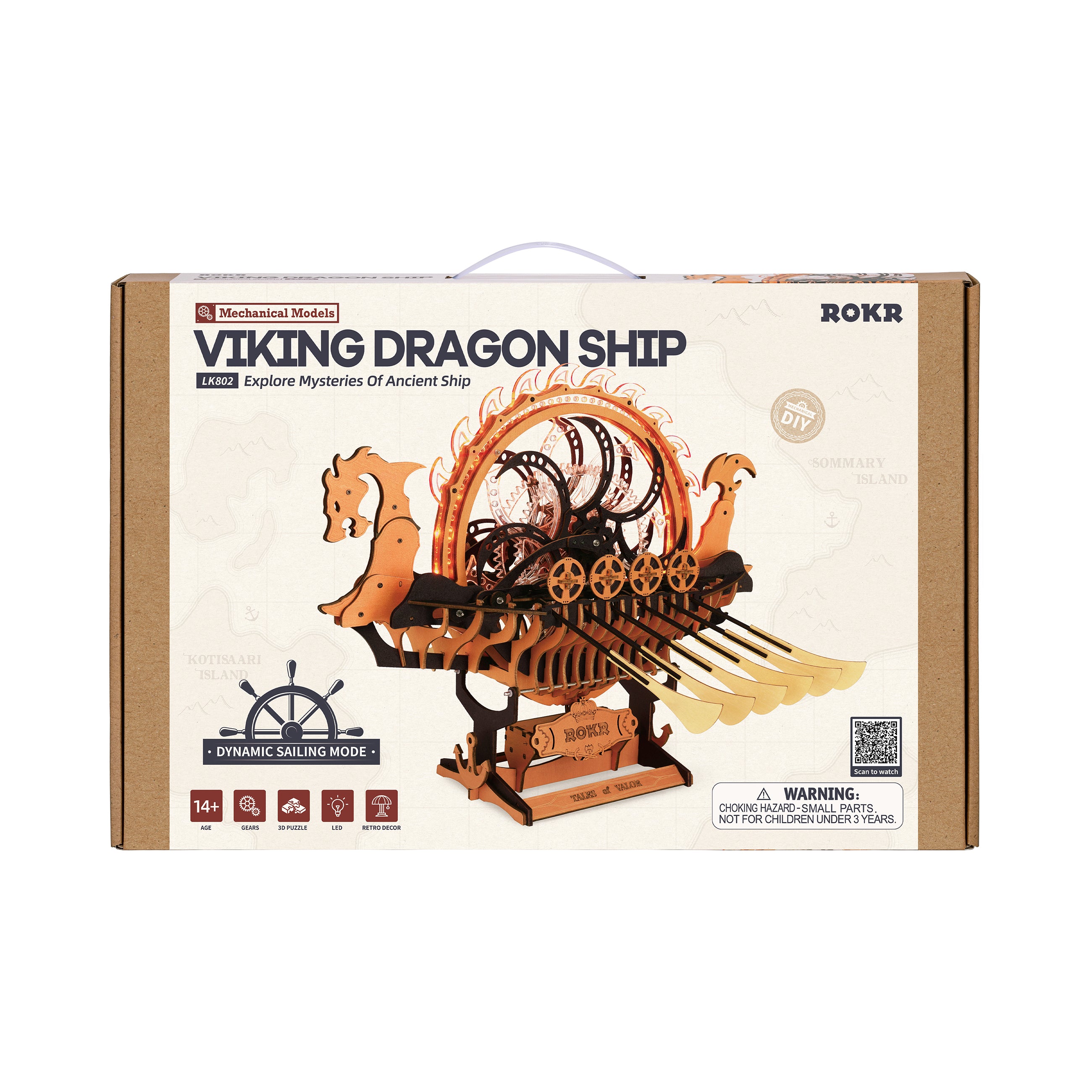 Robotime Rolife ROKR Viking Dragon Ship Mechanical 3D Wooden Puzzle LK802