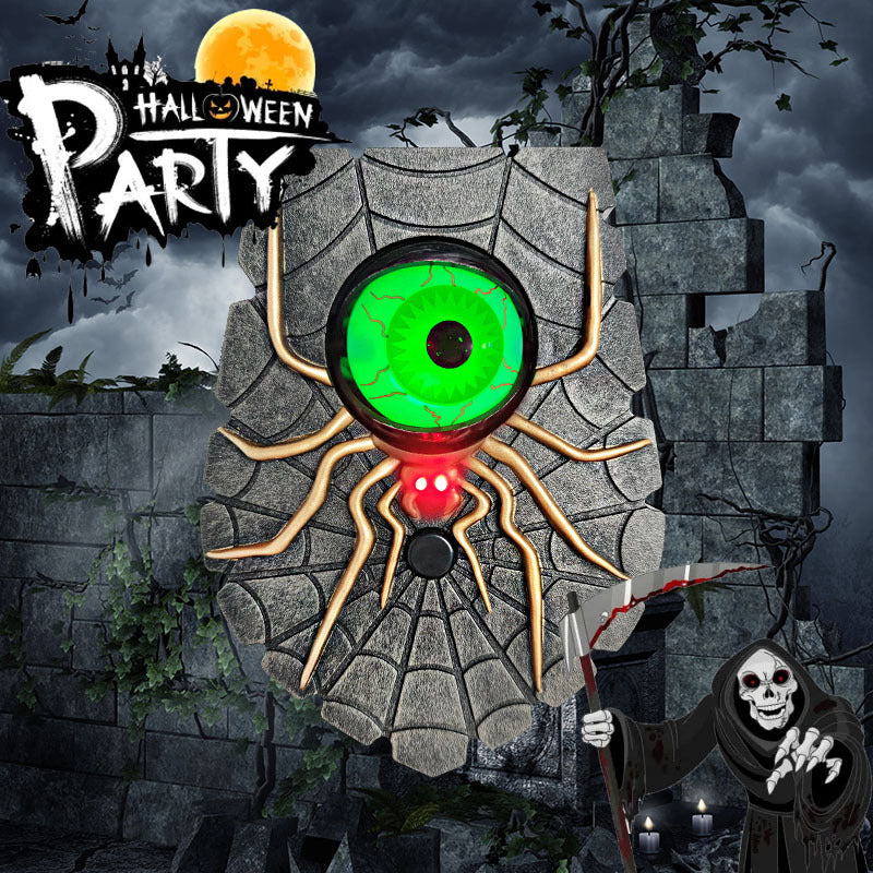 Halloween Spider Doorbell with Scary Eyeball Glowing One-Eyed Doorbell Push with Spooky Sounds Decorations Book Week Costume