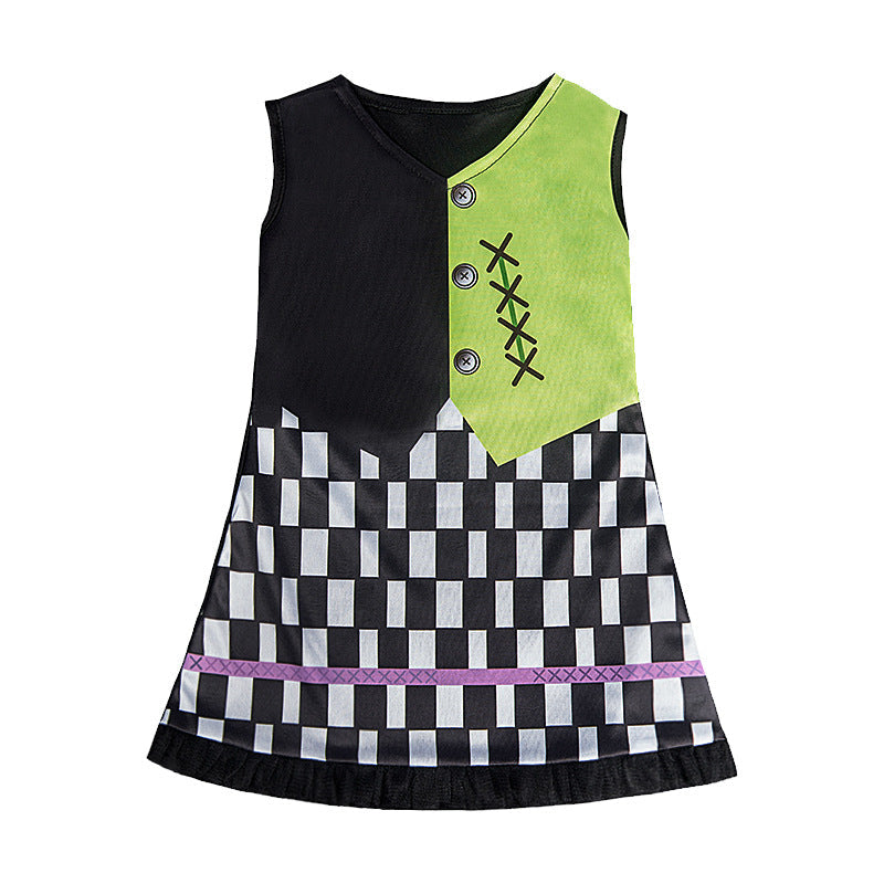 Indoor girl  kids Mad Scientist Costume Kids Outfit Halloween Fancy Dress halloween cosplay Book Week Costume