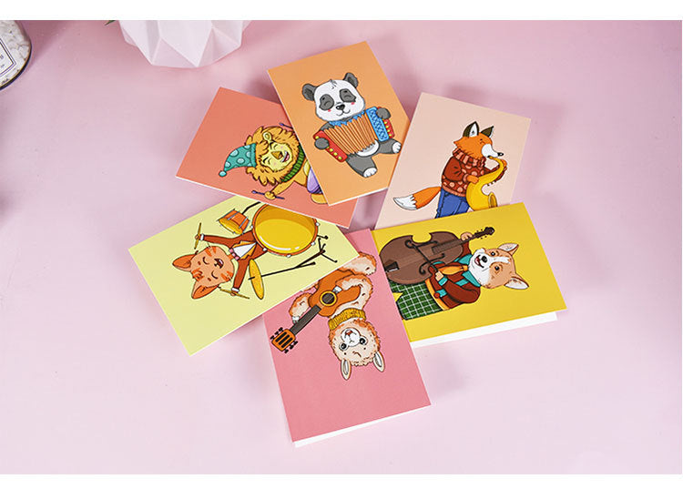 24pcs & 48 Pcs Premium Greeting Cards Thank You Cards 6 Styles Bulk Mixed Party Card Pack With Envelopes and Stickers - Animal instruments