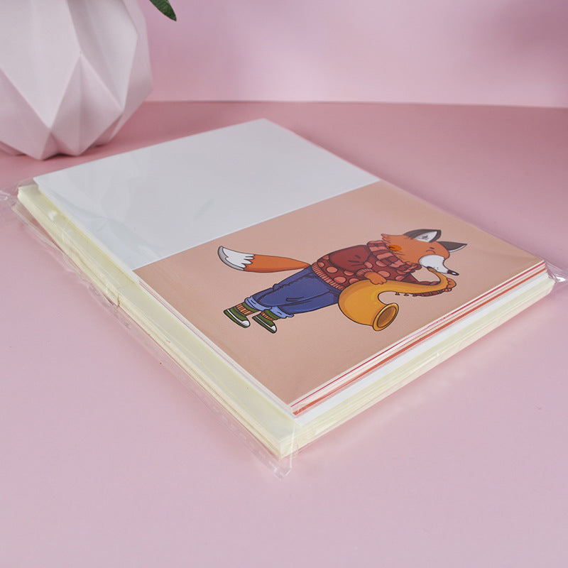 24pcs & 48 Pcs Premium Greeting Cards Thank You Cards 6 Styles Bulk Mixed Party Card Pack With Envelopes and Stickers - Animal instruments