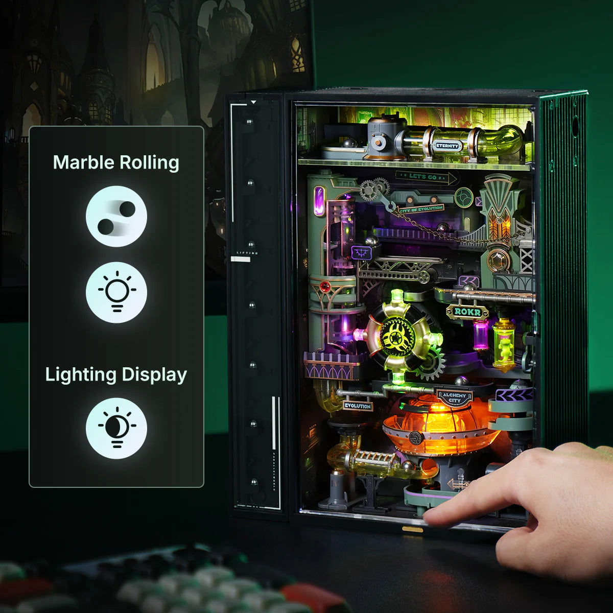 ROKR Alchemy City Marble Run Mechanical 3D Puzzle - MR04S | Steampunk Marble Machine with Gears & Moving Parts