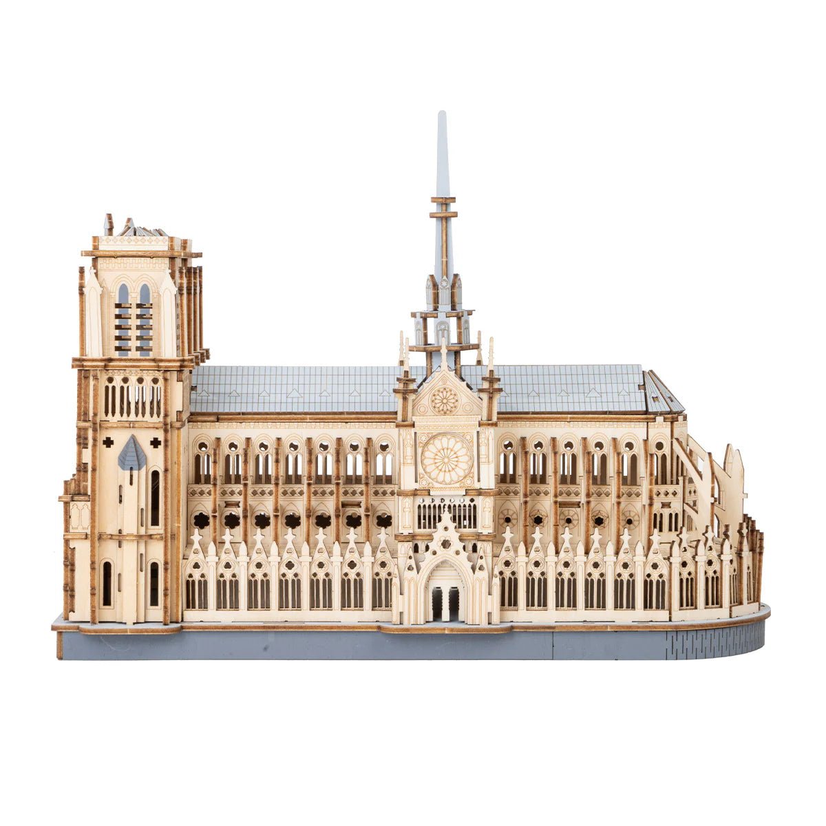 Rowood Paris Cathedral 3D Wooden Puzzle - TG511 | DIY Gothic Architecture Model with LED Lights for Adults