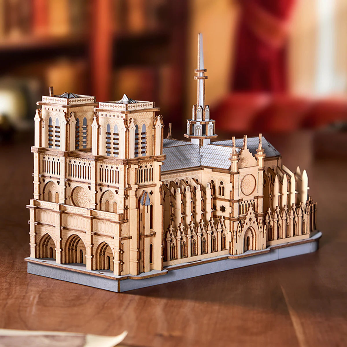 Rowood Paris Cathedral 3D Wooden Puzzle - TG511 | DIY Gothic Architecture Model with LED Lights for Adults