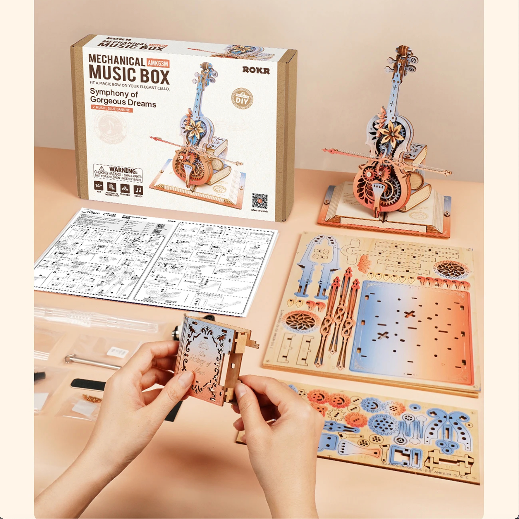 ROKR Symphony of Gorgeous Dreams Mechanical Music Box 3D Wooden Puzzle AMK63M